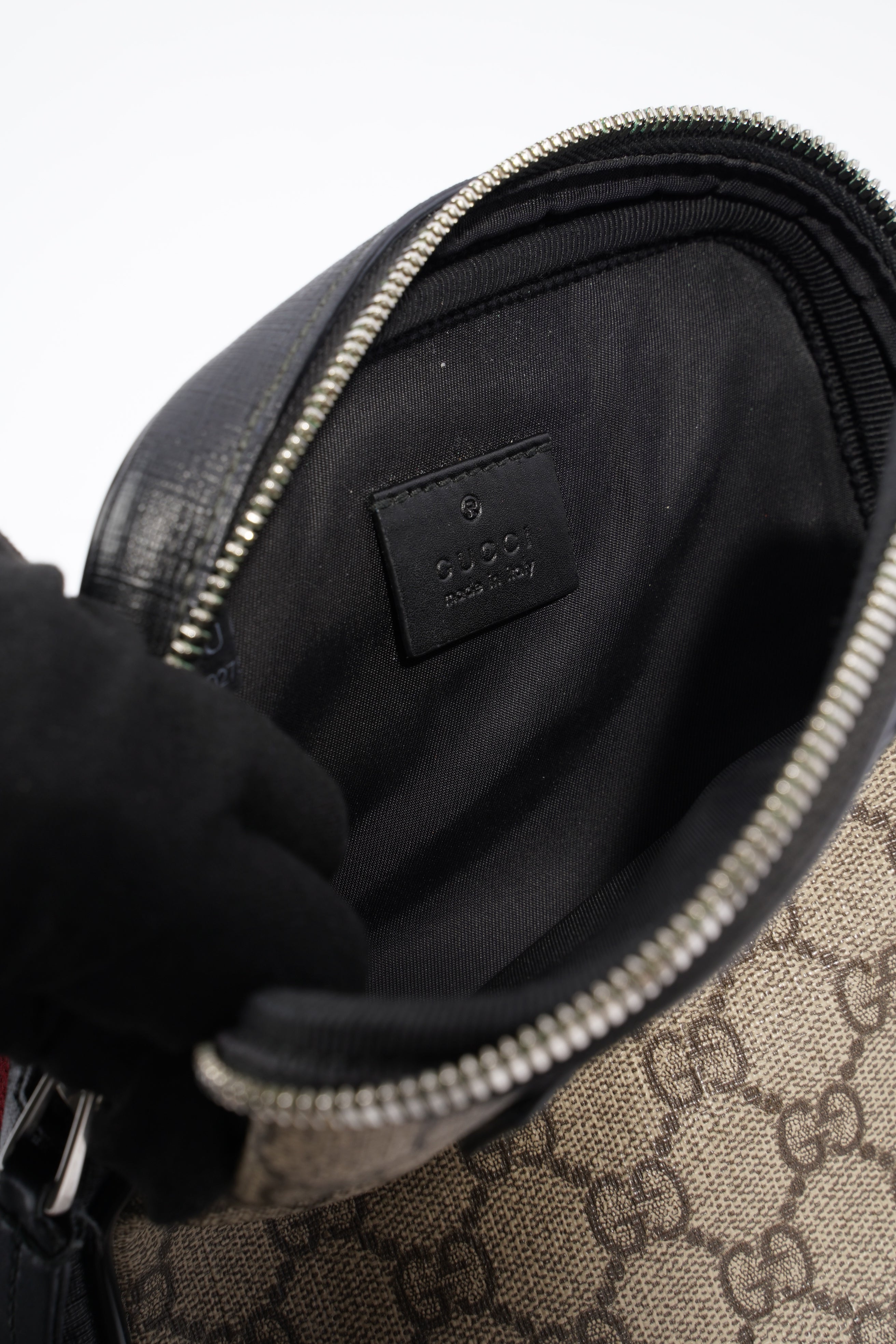 Gucci GG Supreme Monogram Web Belt Bag Black Monogram Canvas