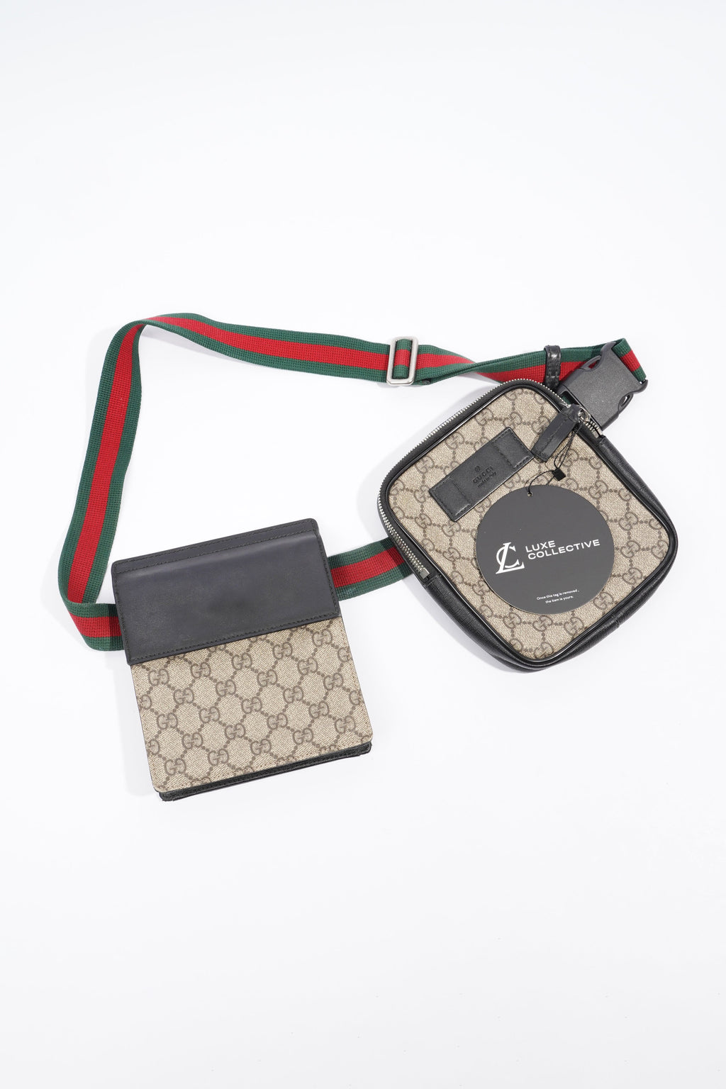 Gucci GG Supreme Monogram Web Belt Bag Black Monogram Canvas