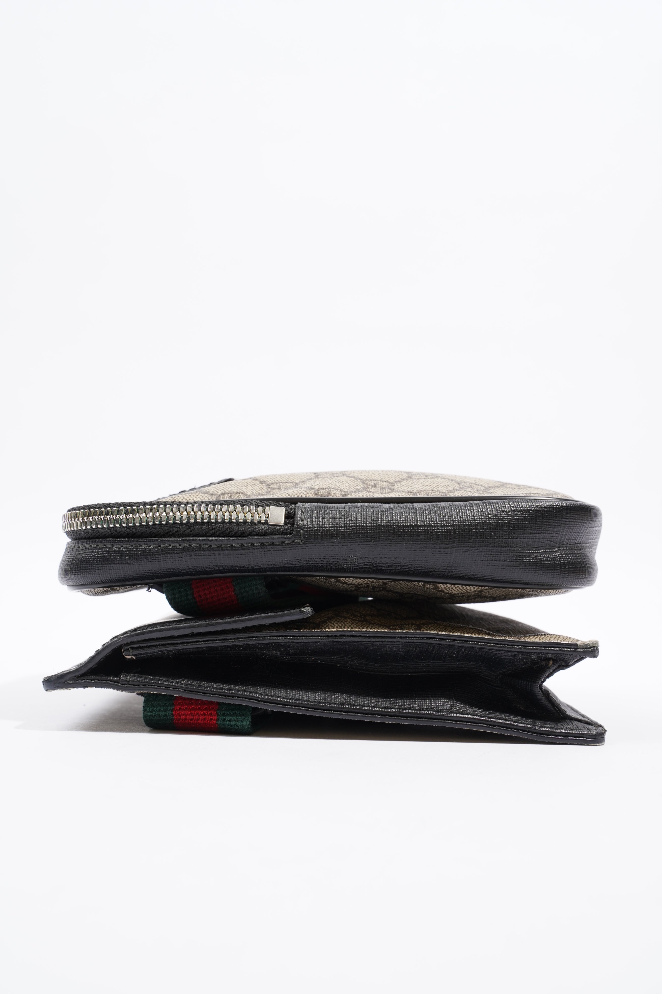 Gucci GG Supreme Monogram Web Belt Bag Black Monogram Canvas