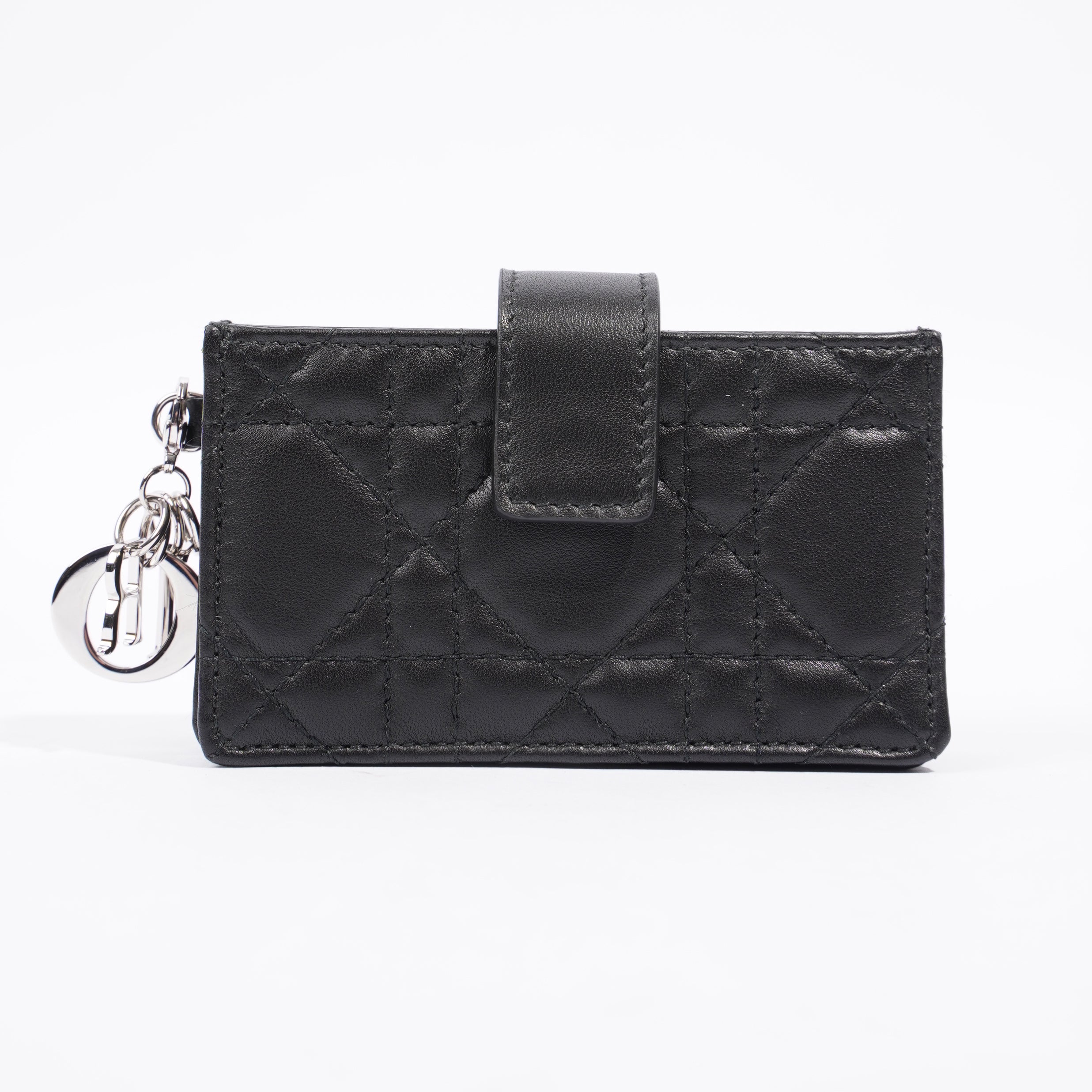 Christian Dior Lady Dior 5-Gusset Card Holder Black Lambskin Leather