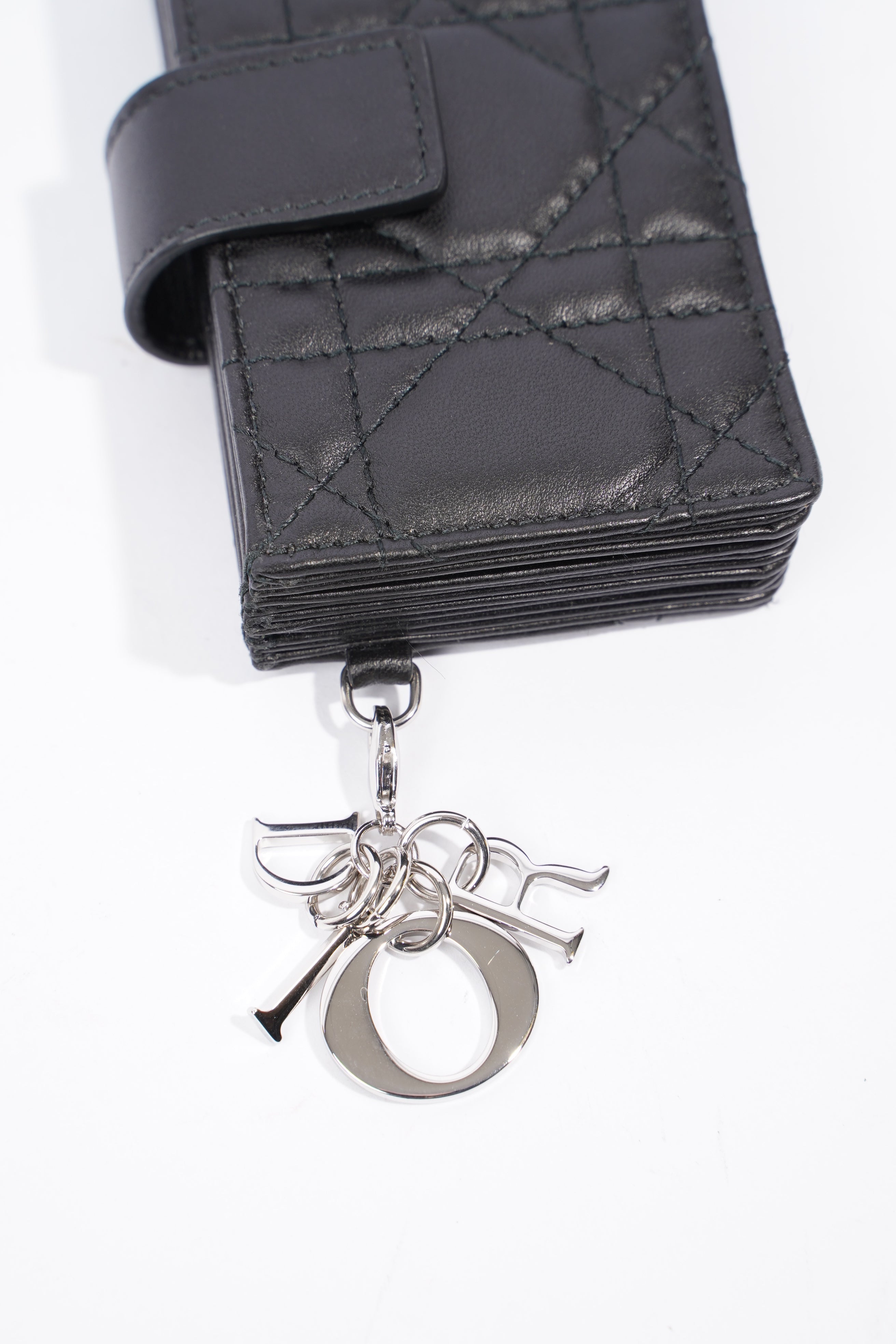 Christian Dior Lady Dior 5-Gusset Card Holder Black Lambskin Leather