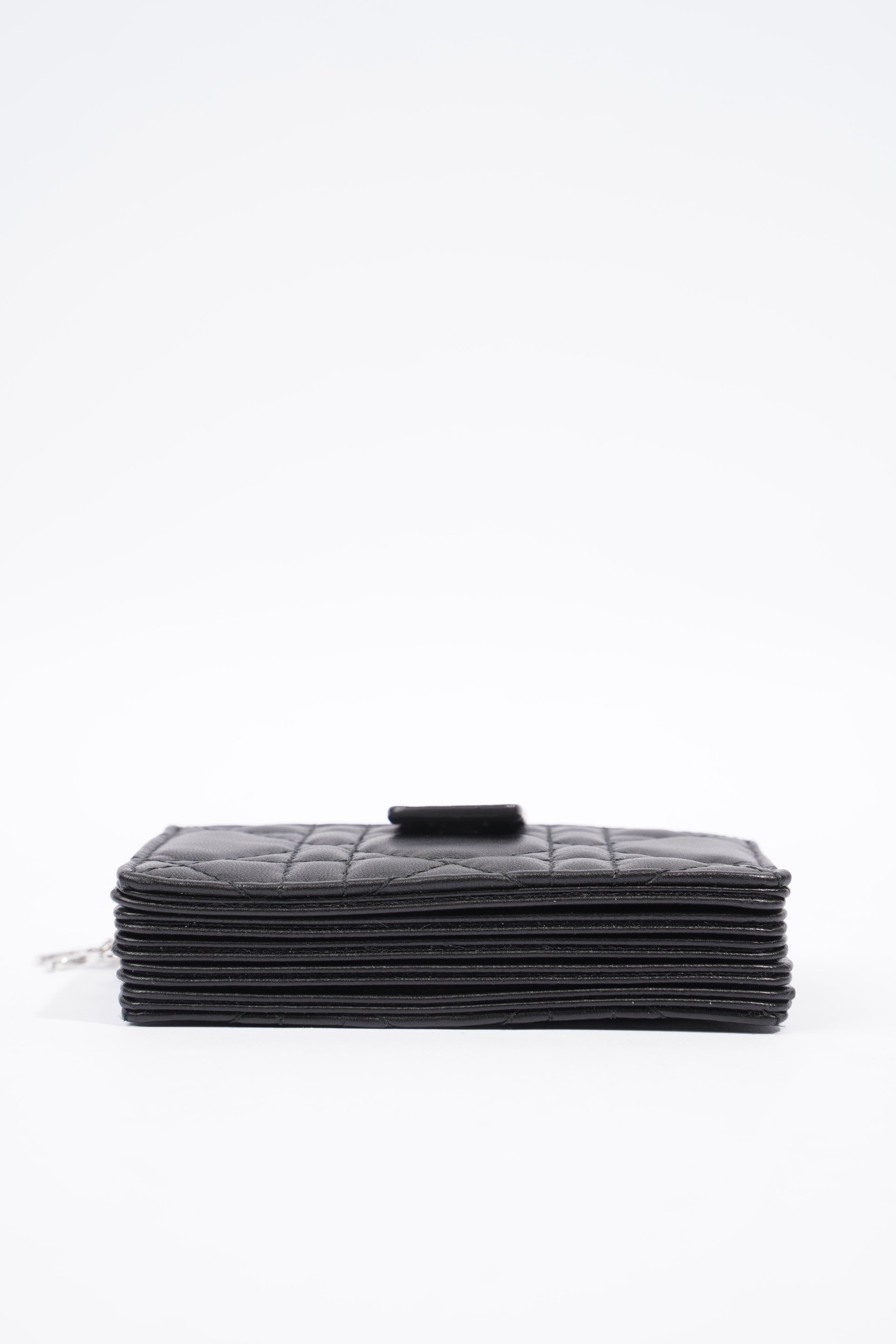 Christian Dior Lady Dior 5-Gusset Card Holder Black Lambskin Leather