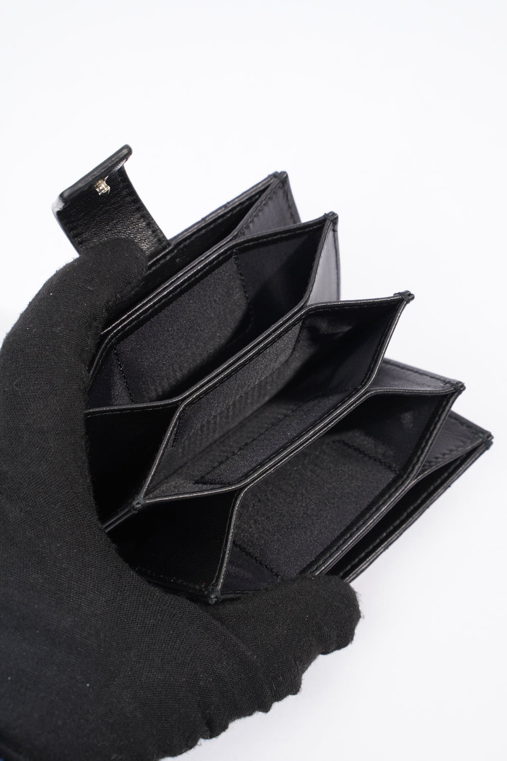 Christian Dior Lady Dior 5-Gusset Card Holder Black Lambskin Leather