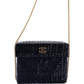 CHANEL Bag Black Vintage Wicker Picnic Lunch Basket Gold Chain Strap
