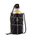 CHANEL Lambskin Quilted CC Water Bottle Black & Gold