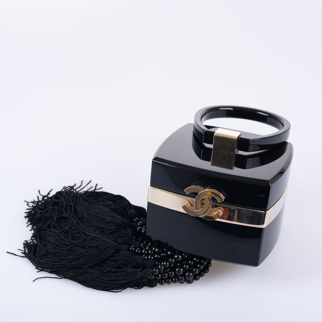 CHANEL Minaudière Trunk Vanity Black Lucite Gold Hardware
