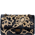 CHANEL Reissue 2.55 Flap Bag Black Velvet Gold Sequins Embroidered