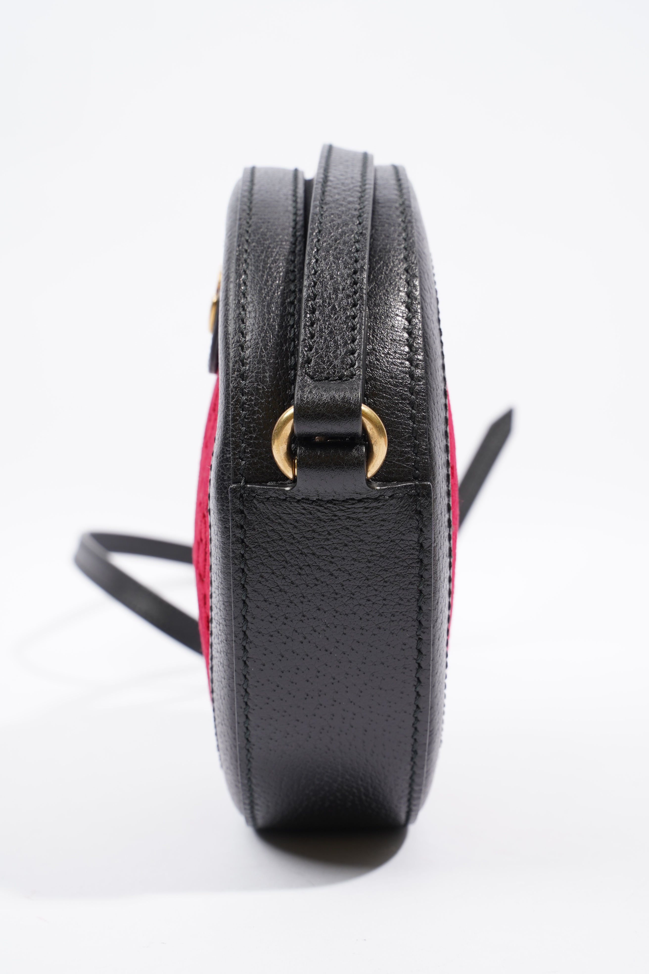 Gucci GG Round Shoulder Bag Black / Burgundy Velvet