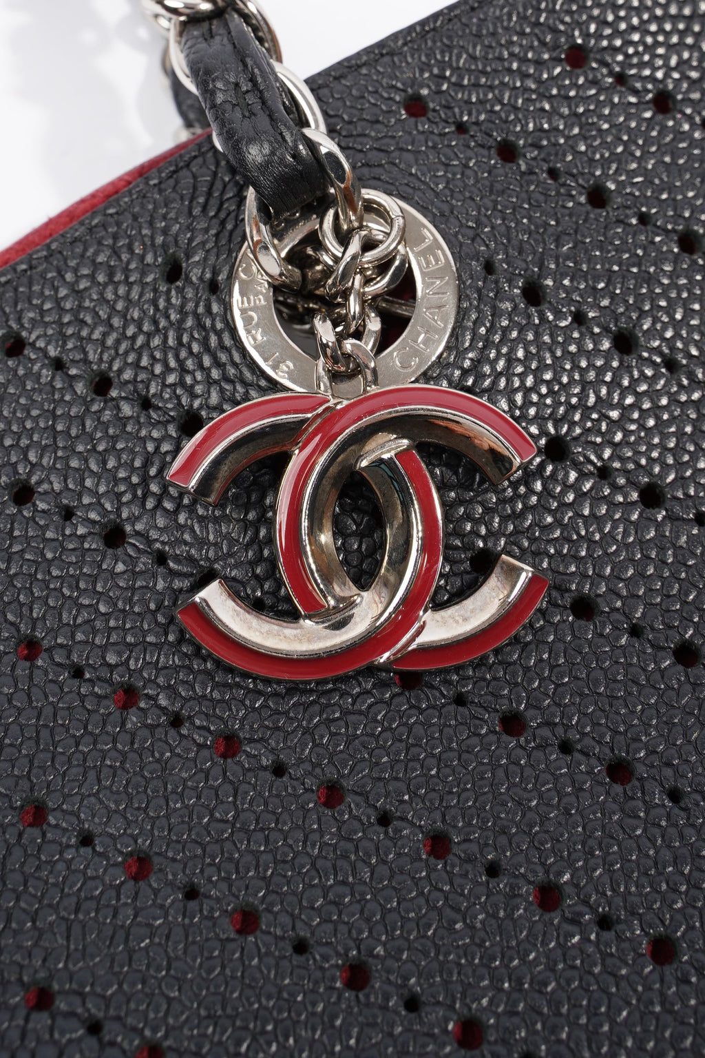 Chanel Shopping Tote Perforated Black Caviar Leather