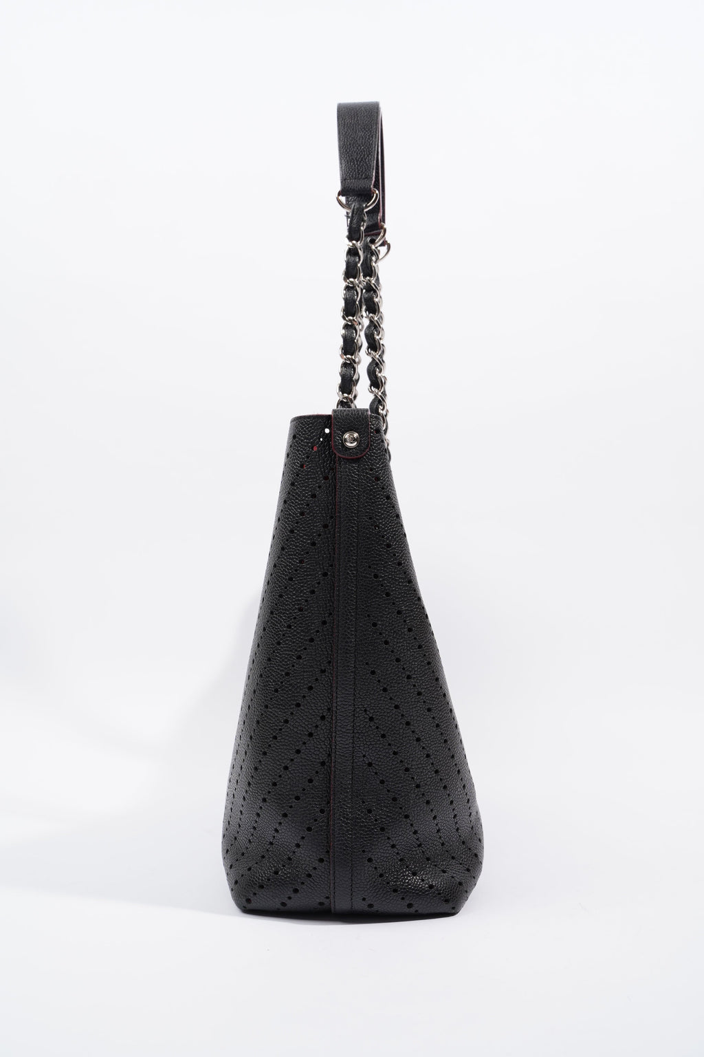 Chanel Shopping Tote Perforated Black Caviar Leather