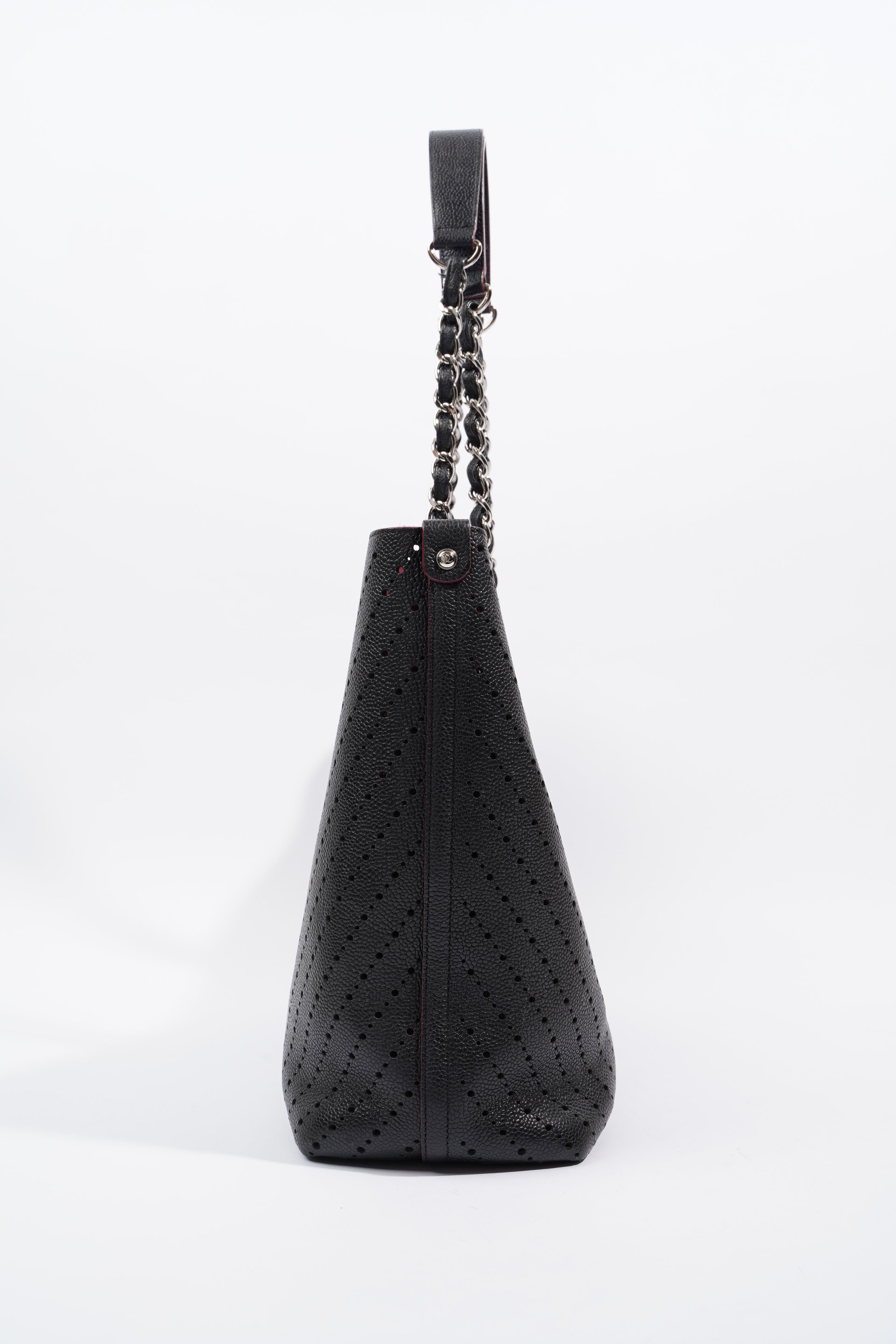 Chanel Shopping Tote Perforated Black Caviar Leather