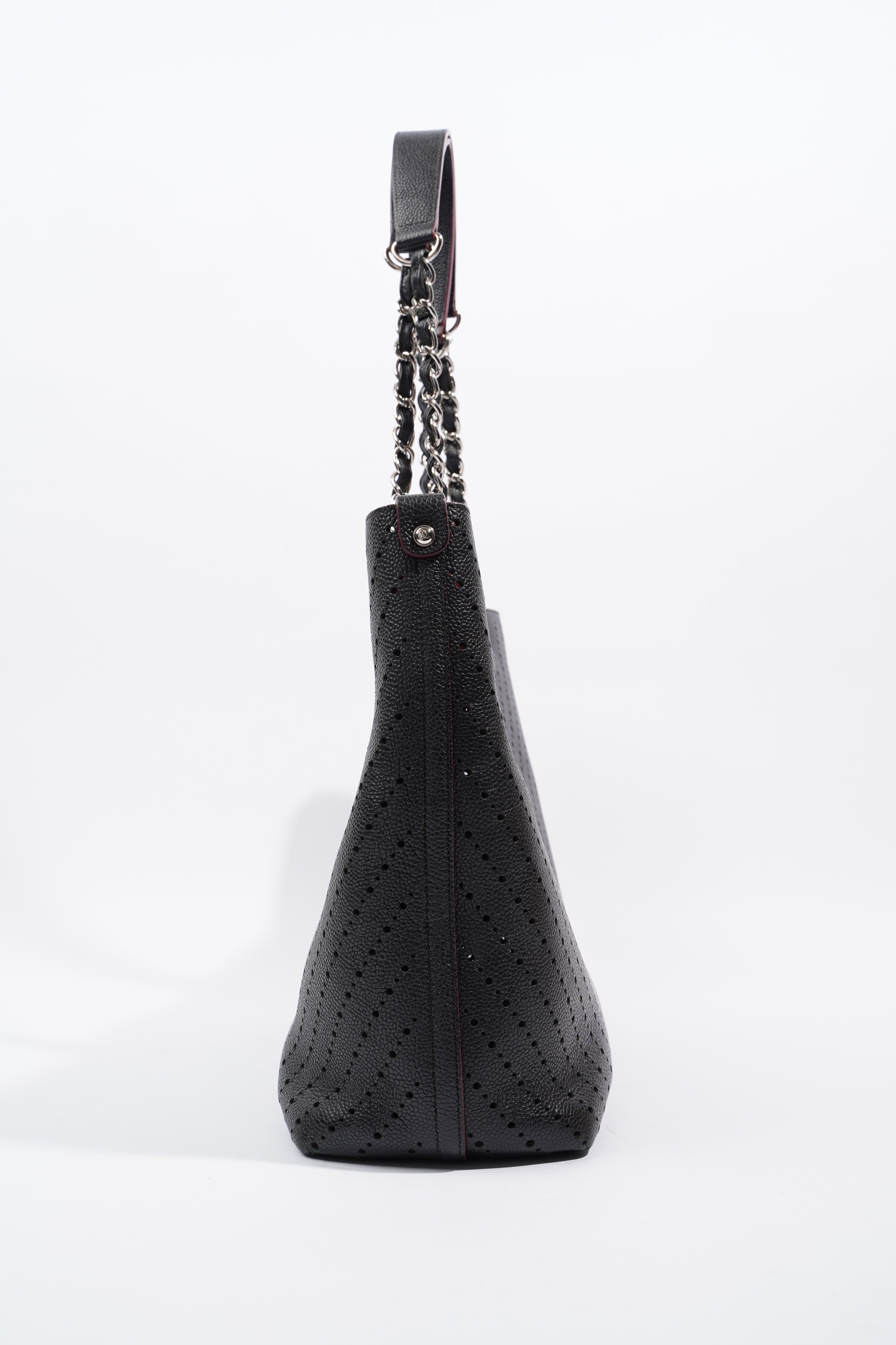 Chanel Shopping Tote Perforated Black Caviar Leather
