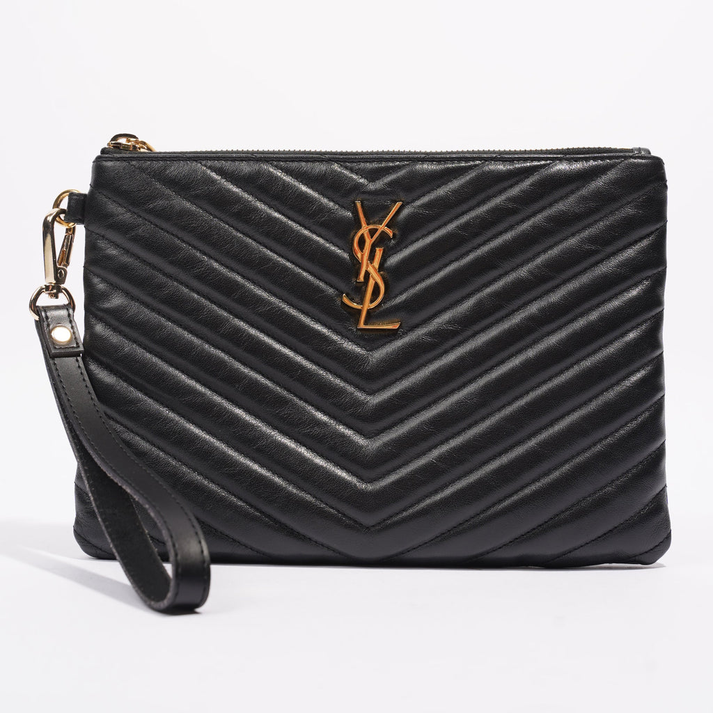 Saint Laurent Cassandre Pouch Black Leather