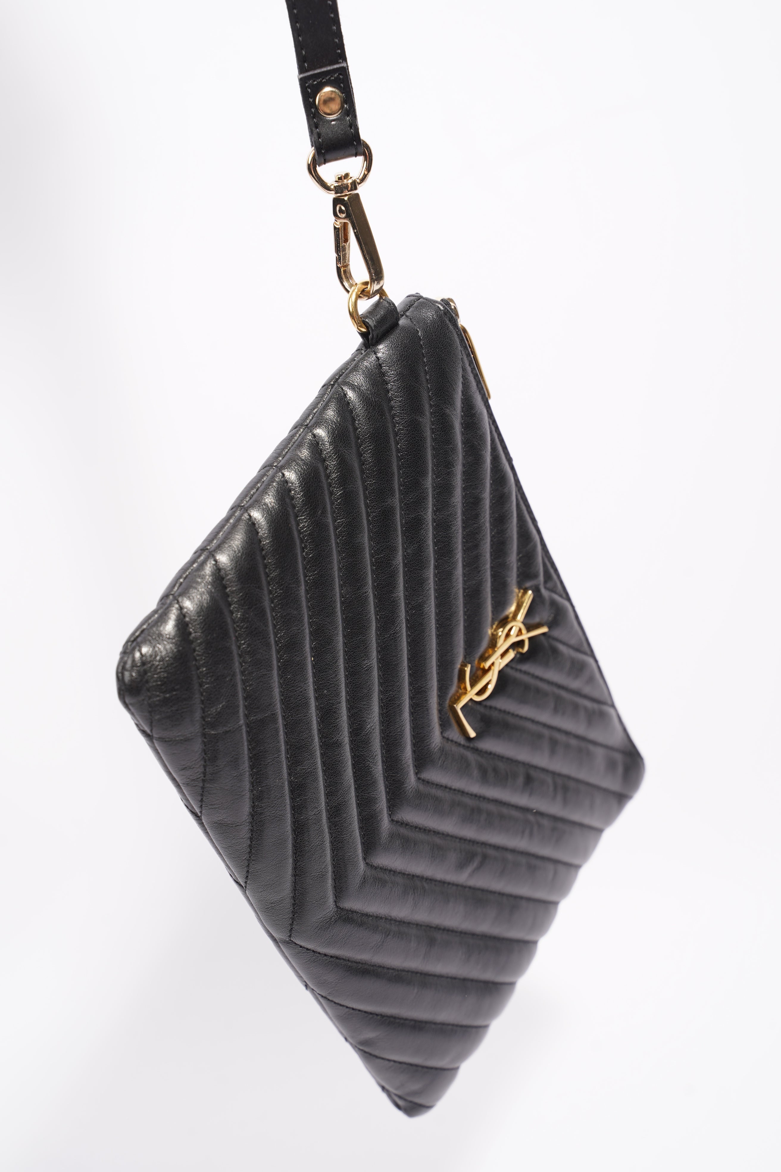 Saint Laurent Cassandre Pouch Black Leather