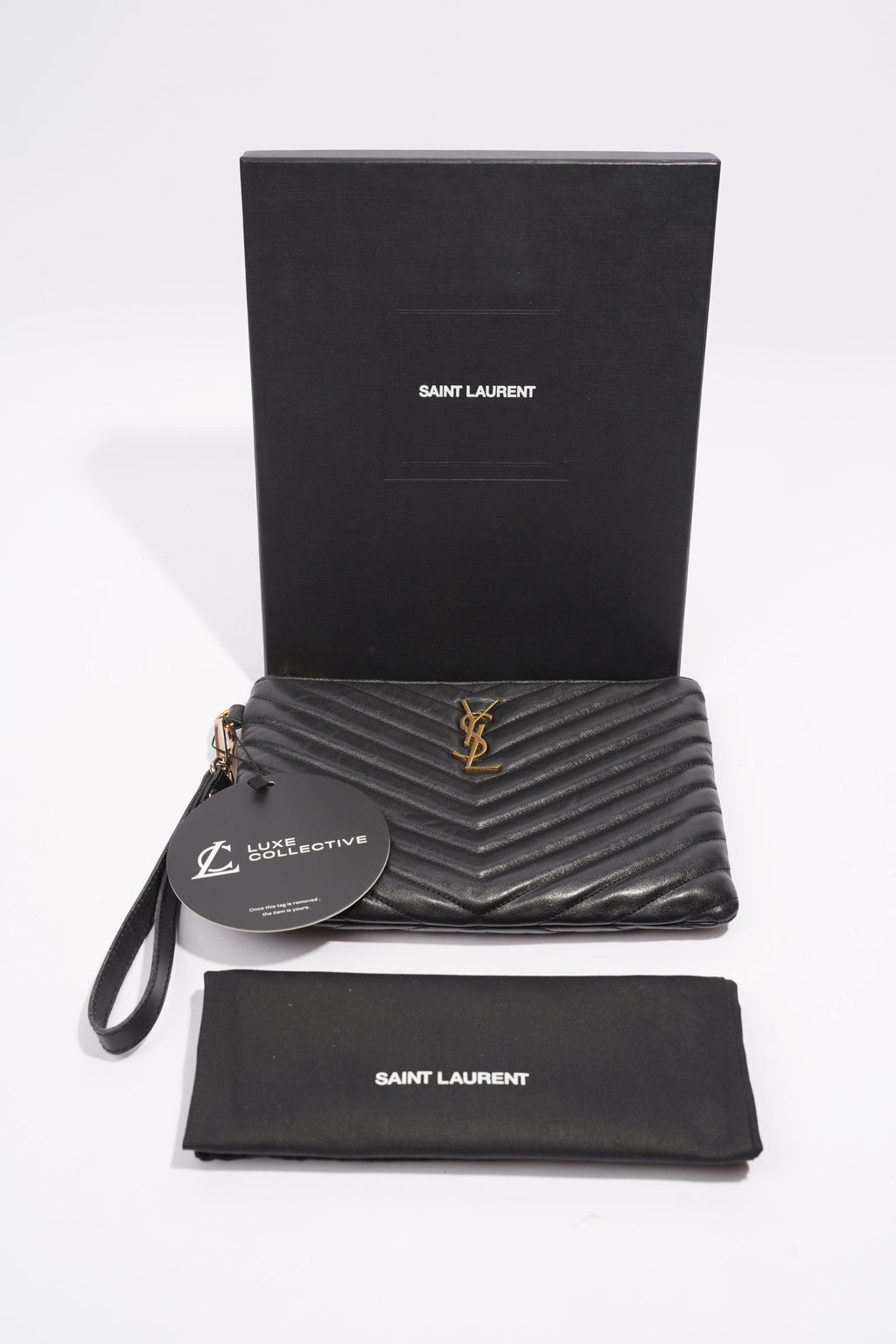 Saint Laurent Cassandre Pouch Black Leather