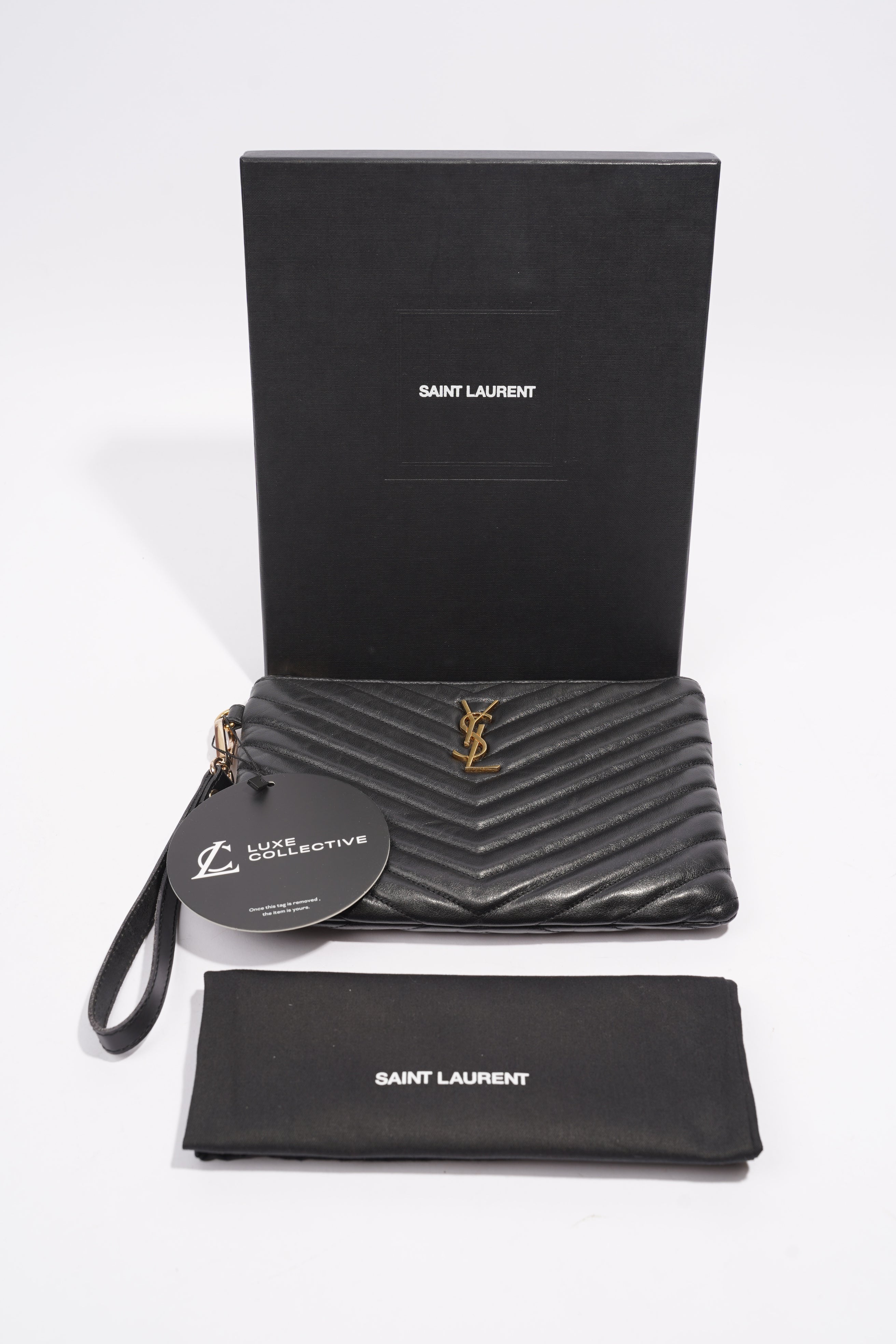 Saint Laurent Cassandre Pouch Black Leather