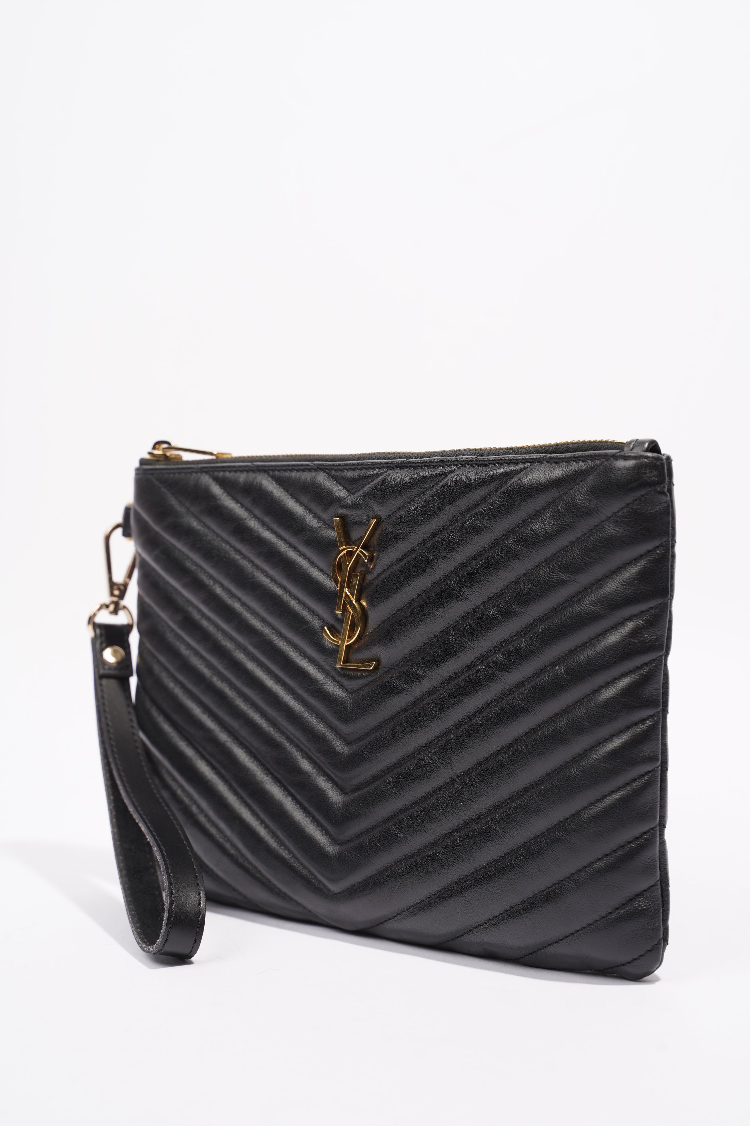 Saint Laurent Cassandre Pouch Black Leather