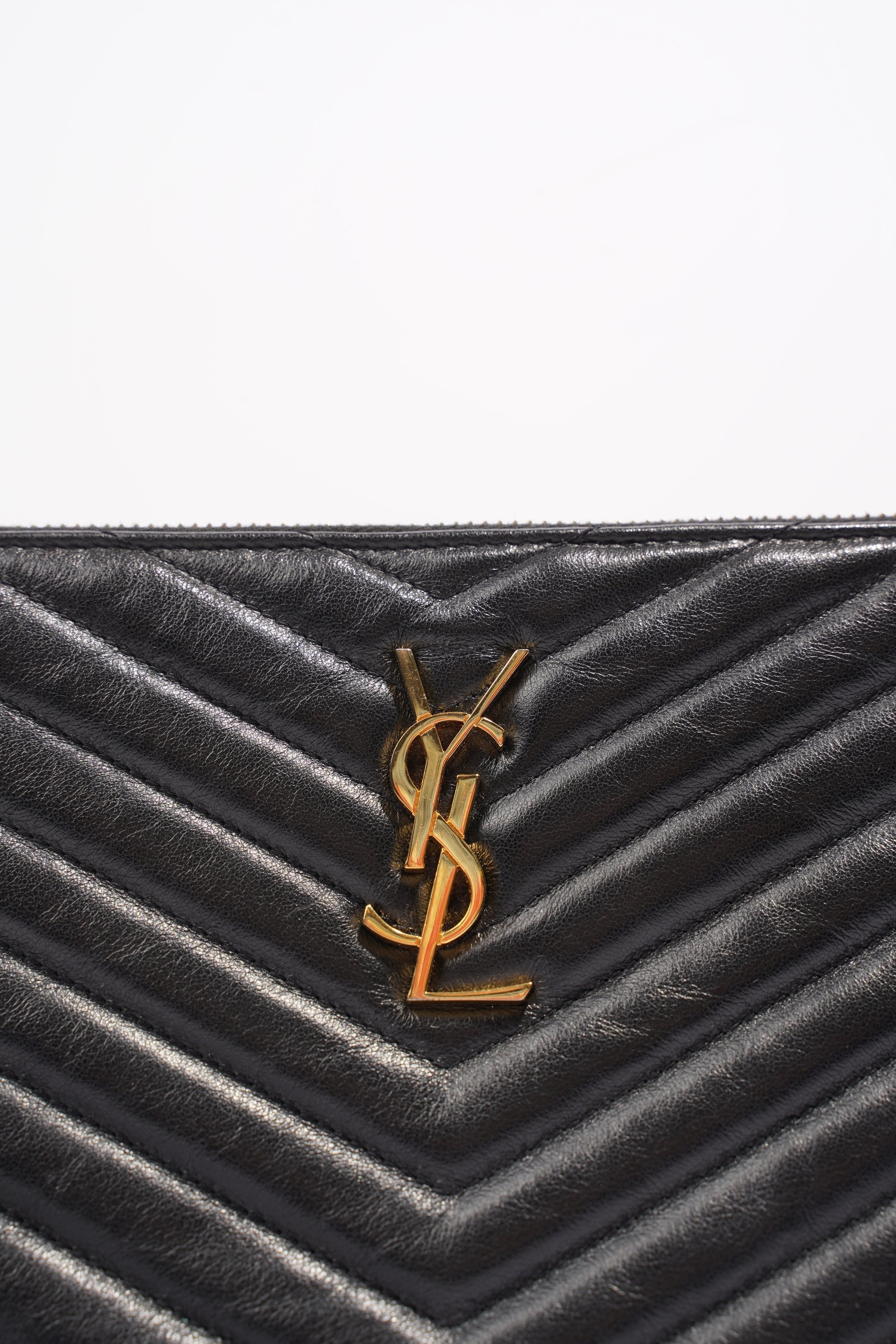 Saint Laurent Cassandre Pouch Black Leather
