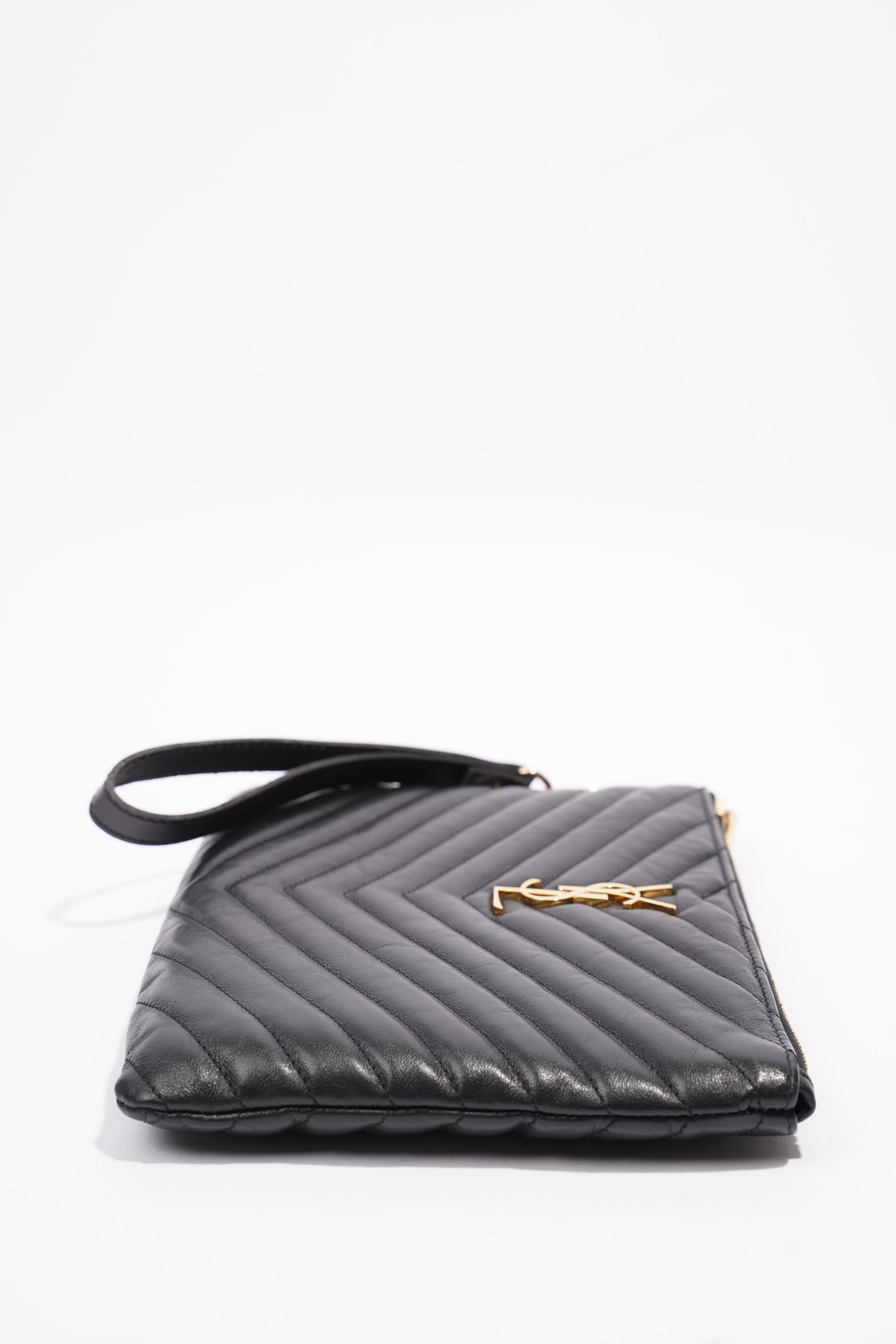 Saint Laurent Cassandre Pouch Black Leather