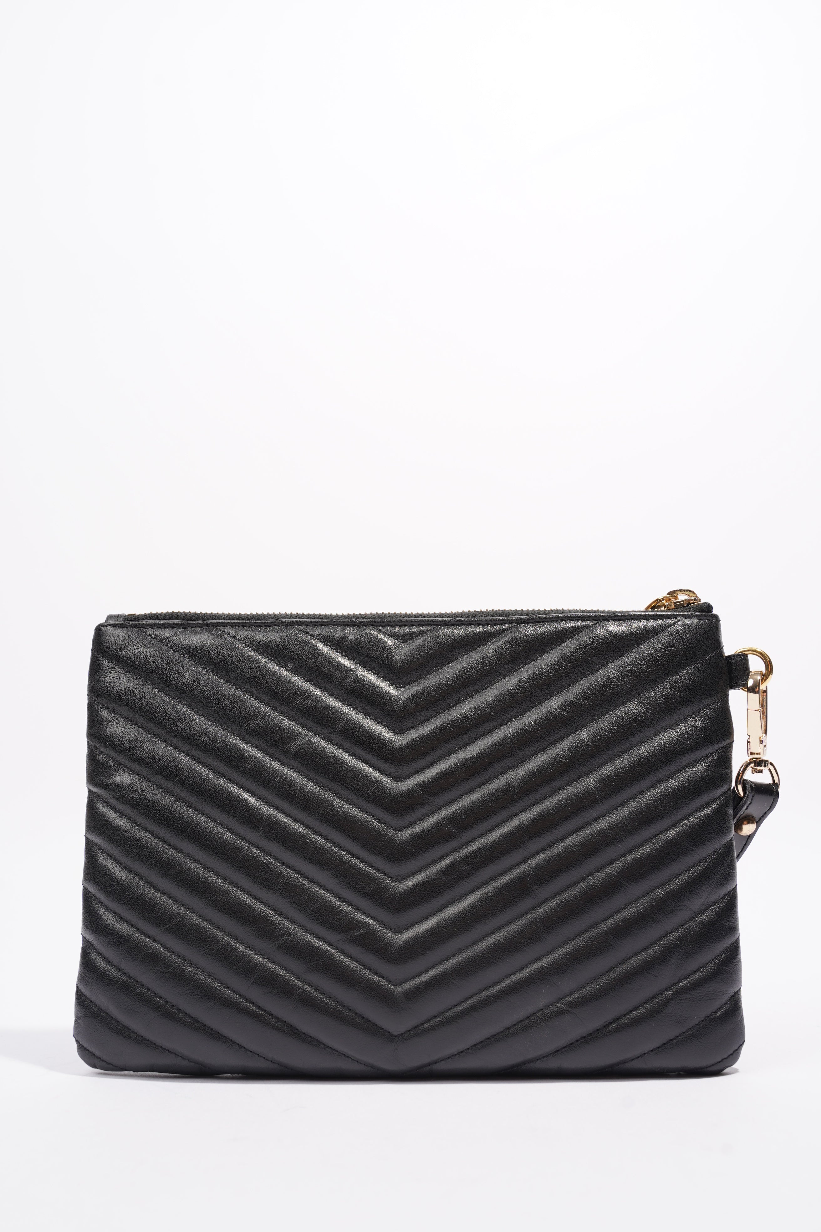 Saint Laurent Cassandre Pouch Black Leather