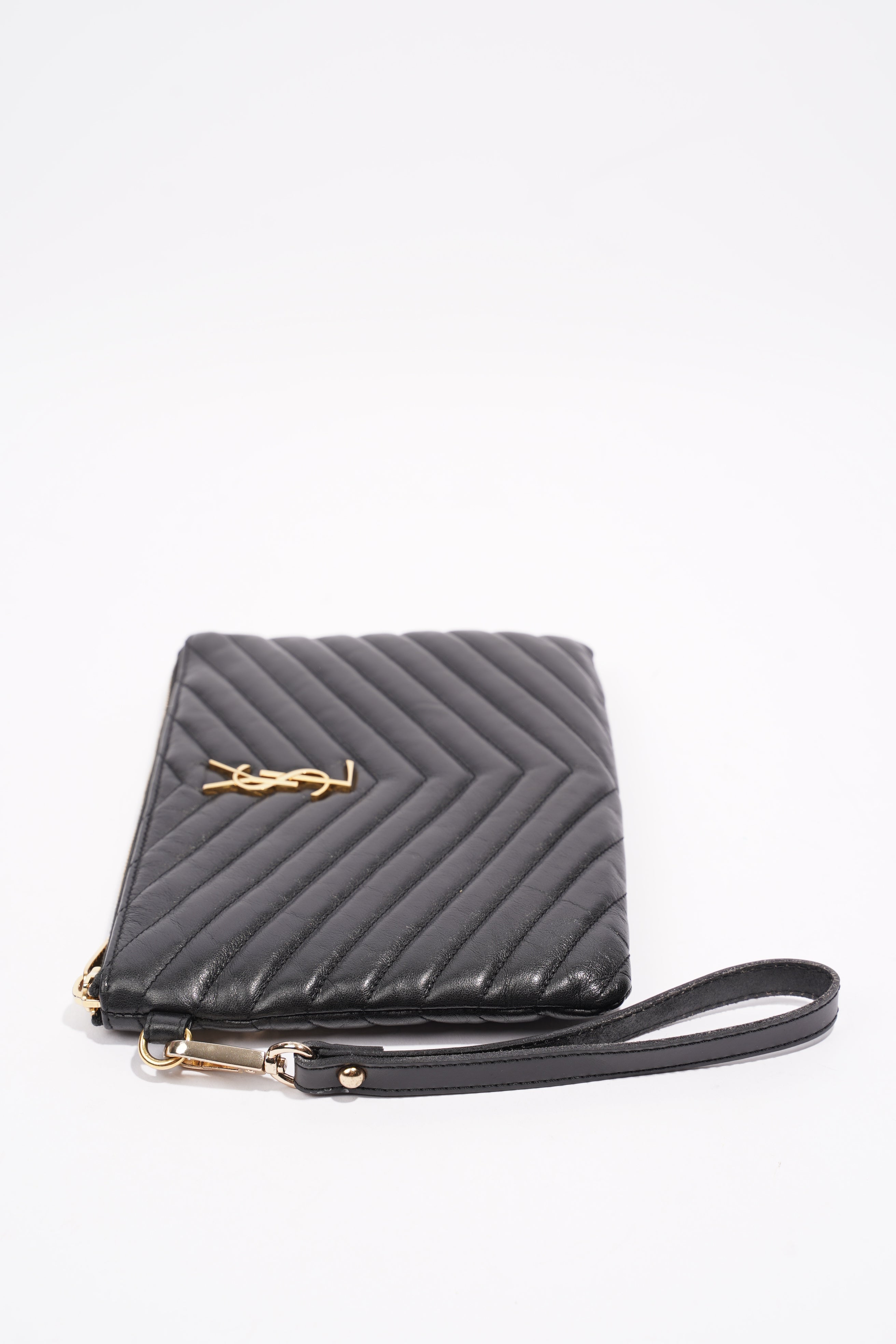 Saint Laurent Cassandre Pouch Black Leather