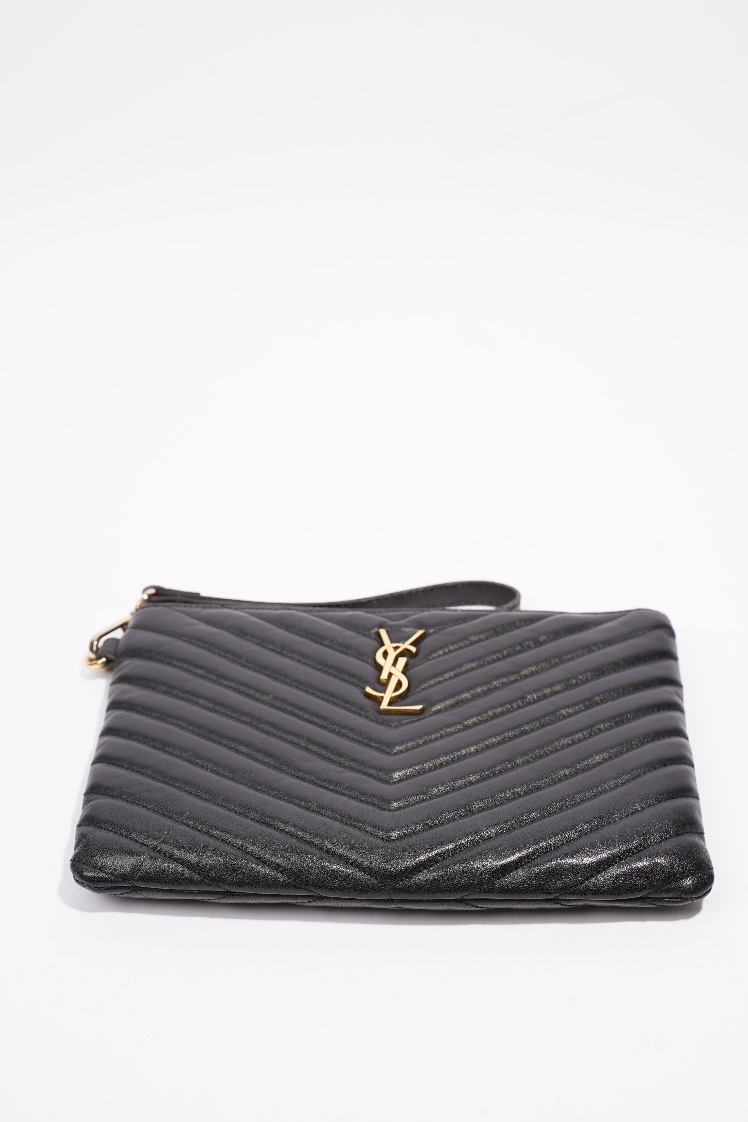 Saint Laurent Cassandre Pouch Black Leather