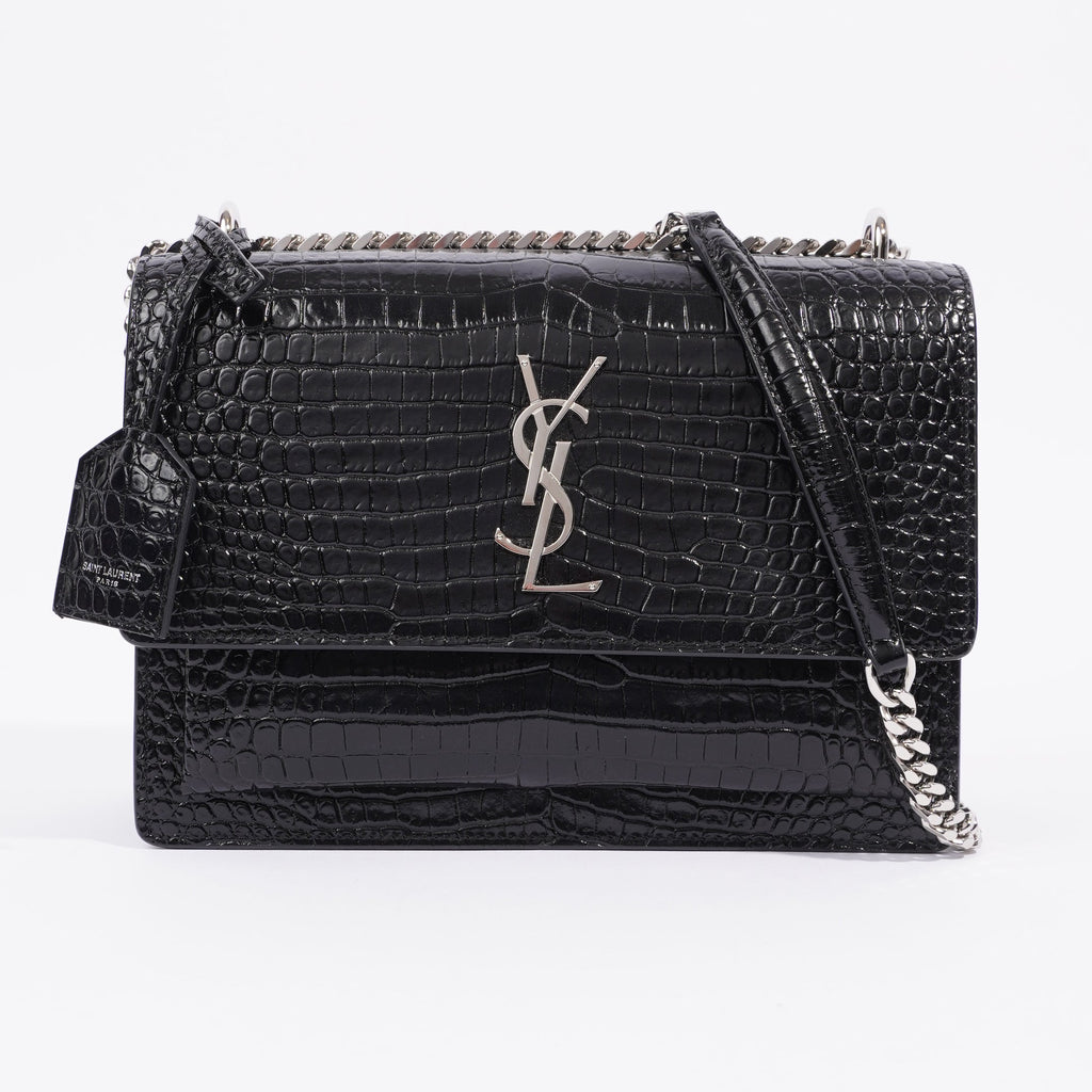 Saint Laurent Sunset Black Embossed Leather Medium