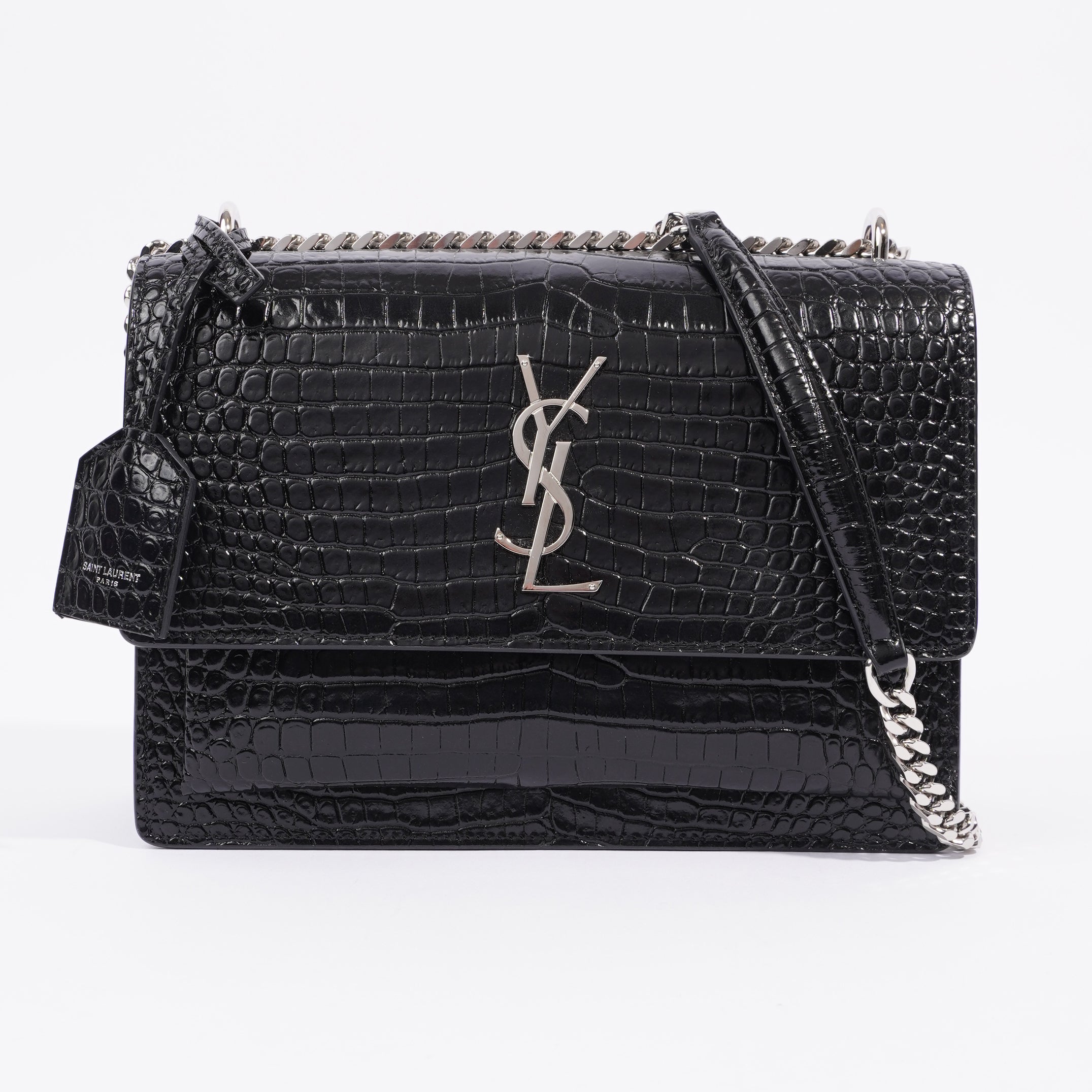 Saint Laurent Sunset Black Embossed Leather Medium