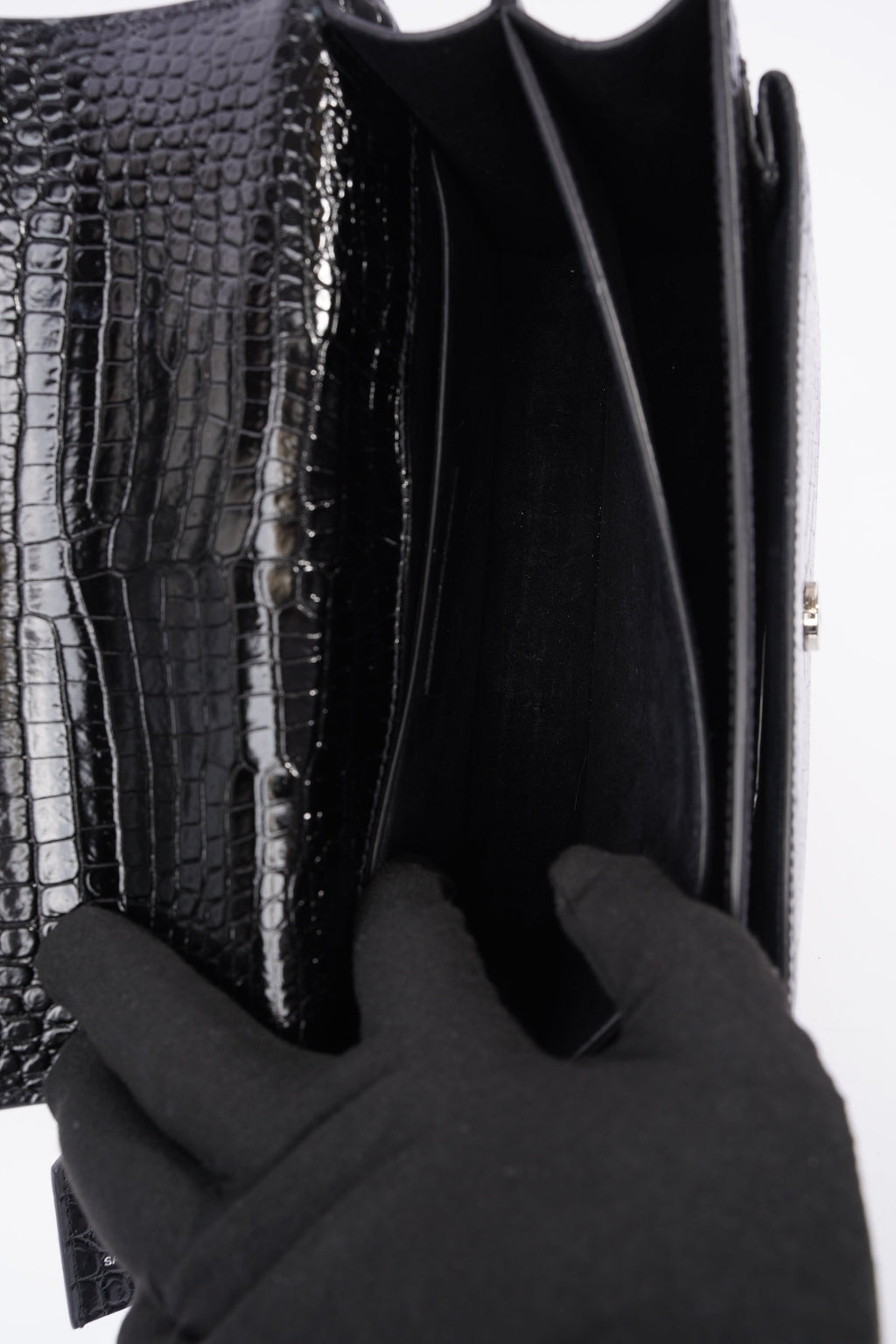Saint Laurent Sunset Black Embossed Leather Medium