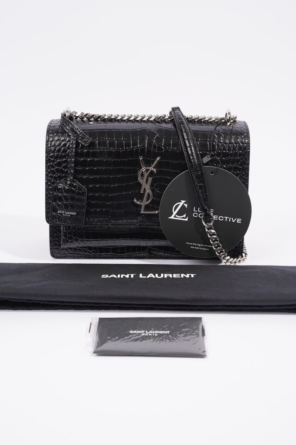 Saint Laurent Sunset Black Embossed Leather Medium