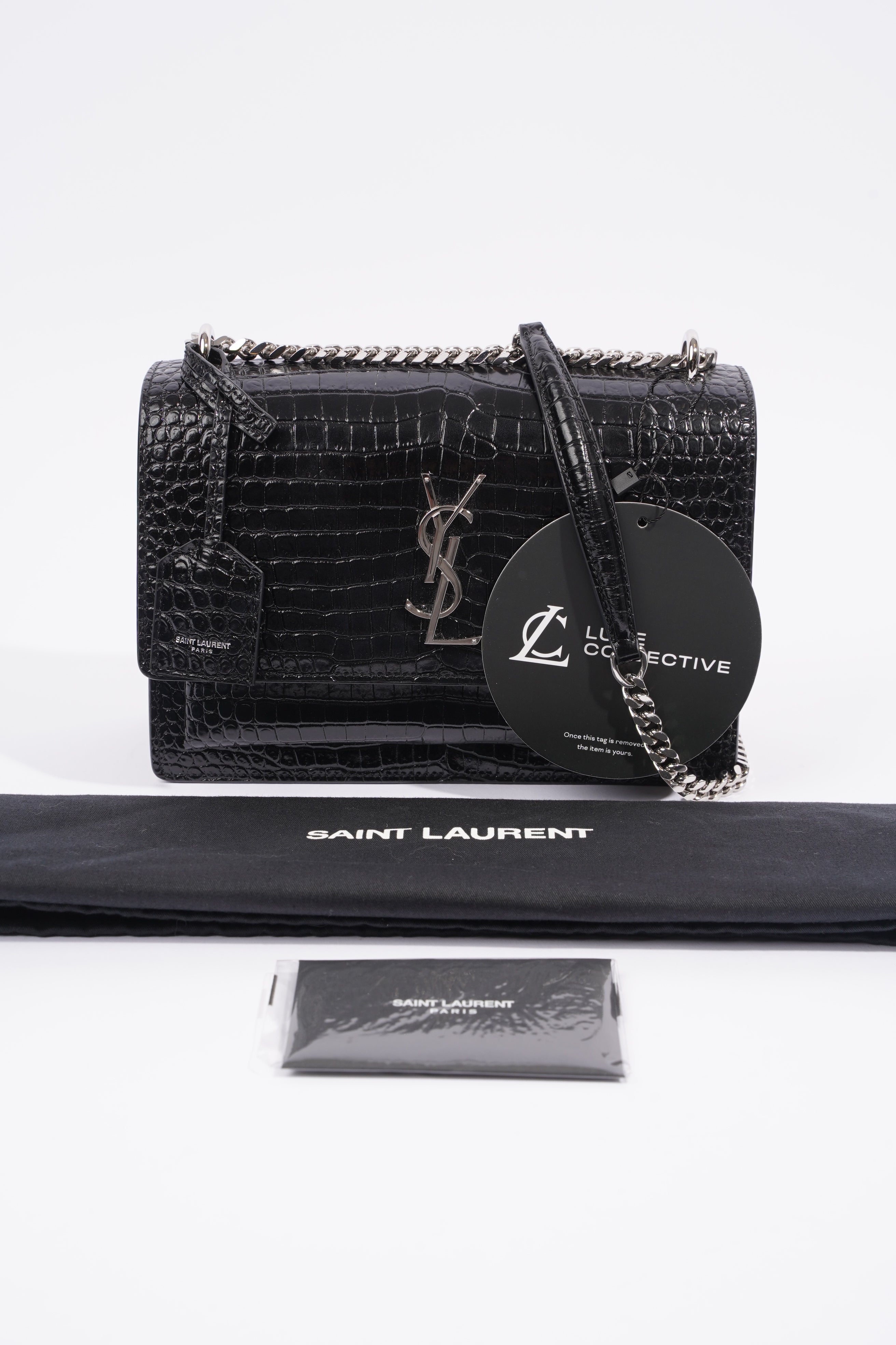 Saint Laurent Sunset Black Embossed Leather Medium