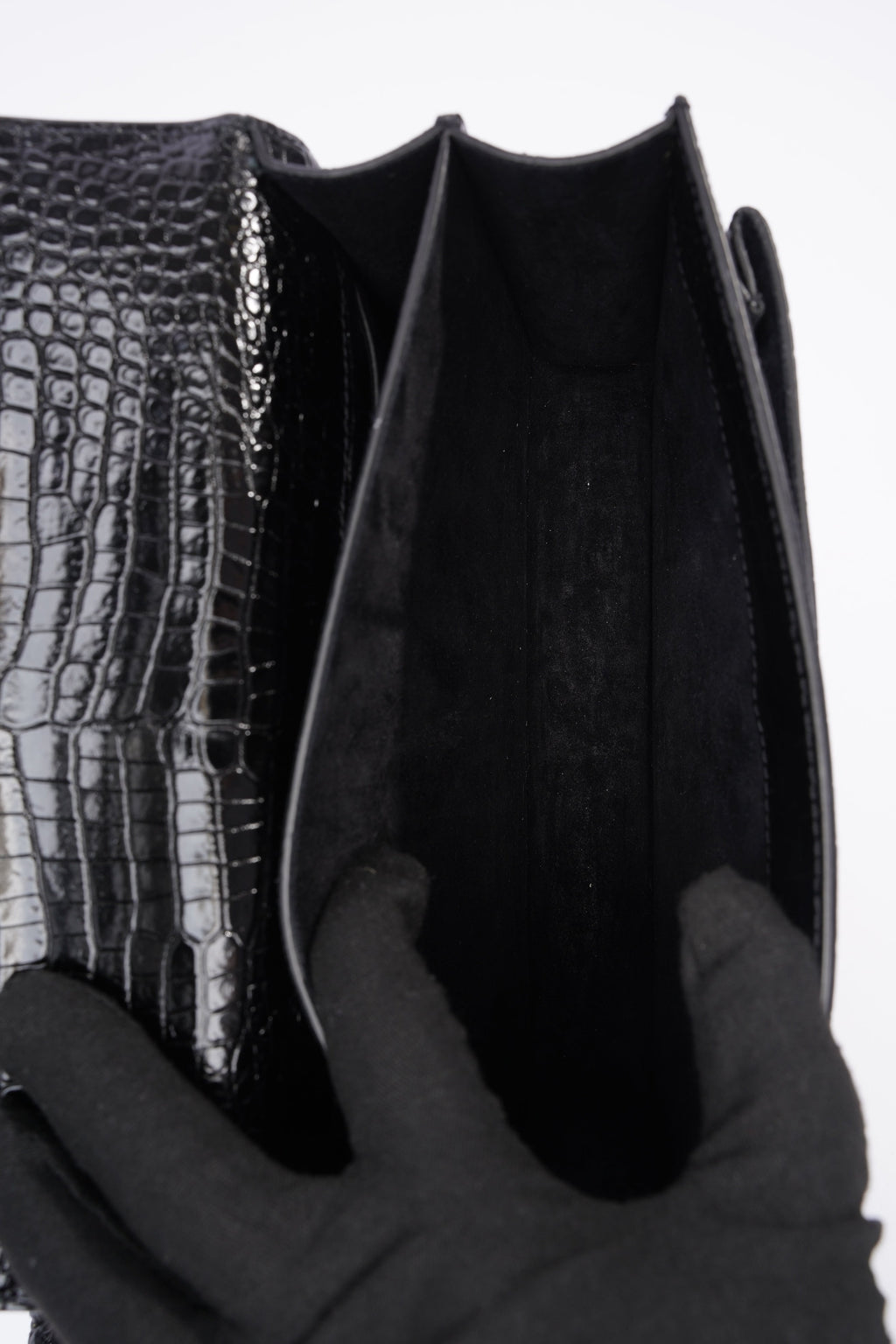 Saint Laurent Sunset Black Embossed Leather Medium