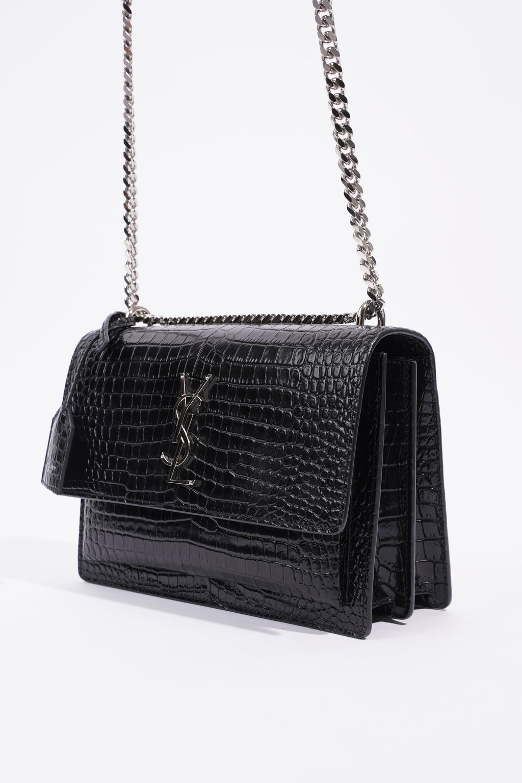 Saint Laurent Sunset Black Embossed Leather Medium