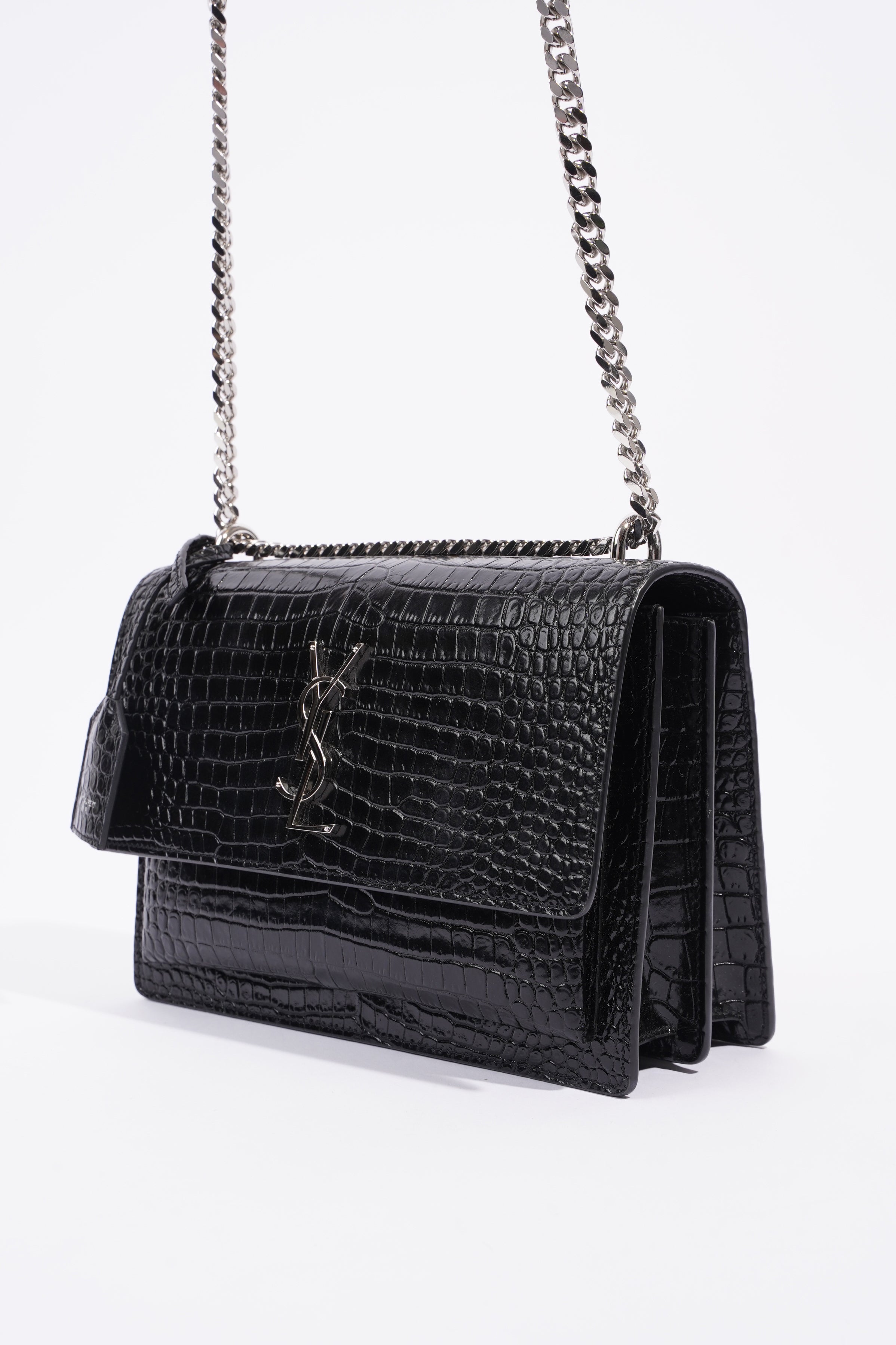 Saint Laurent Sunset Black Embossed Leather Medium