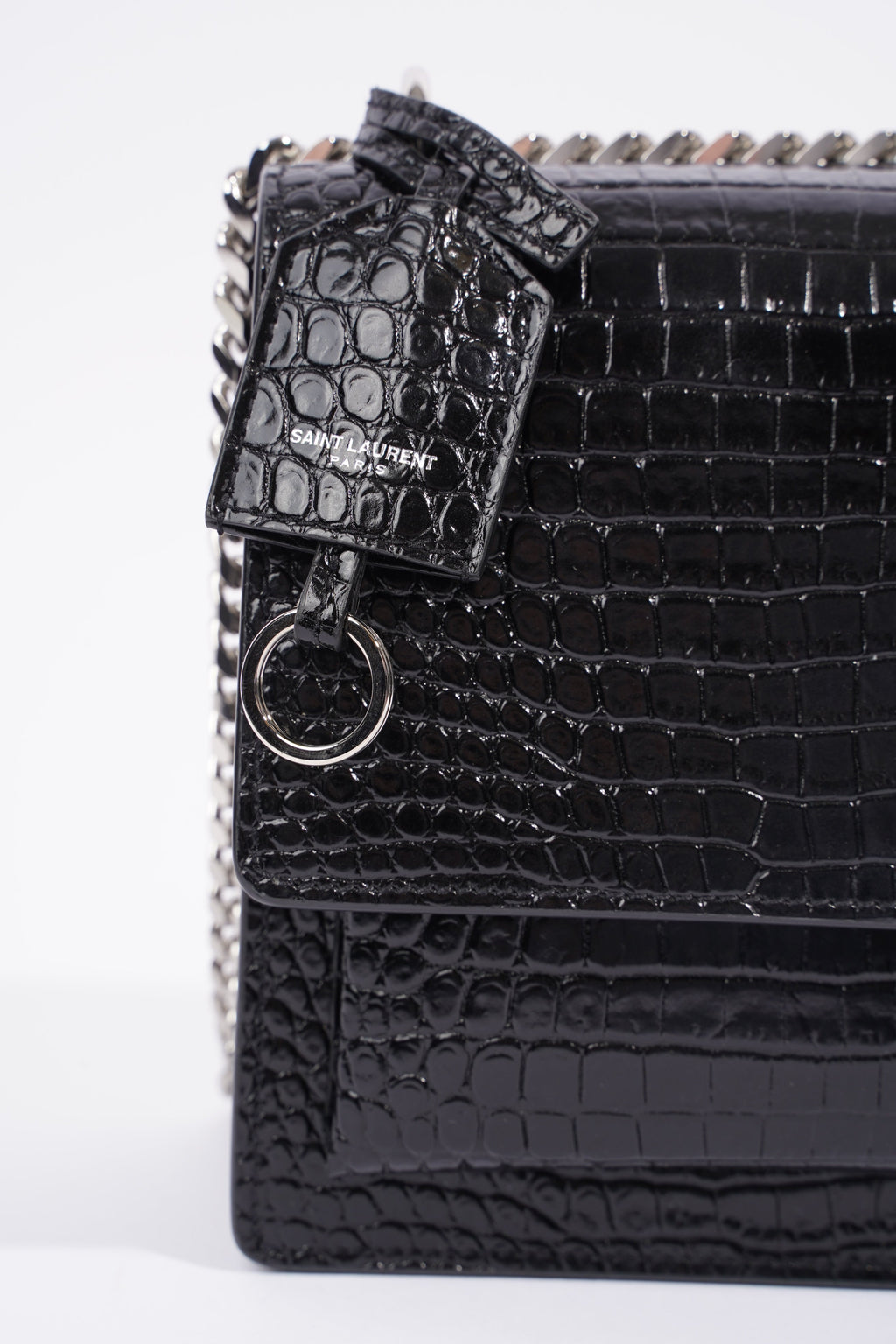 Saint Laurent Sunset Black Embossed Leather Medium