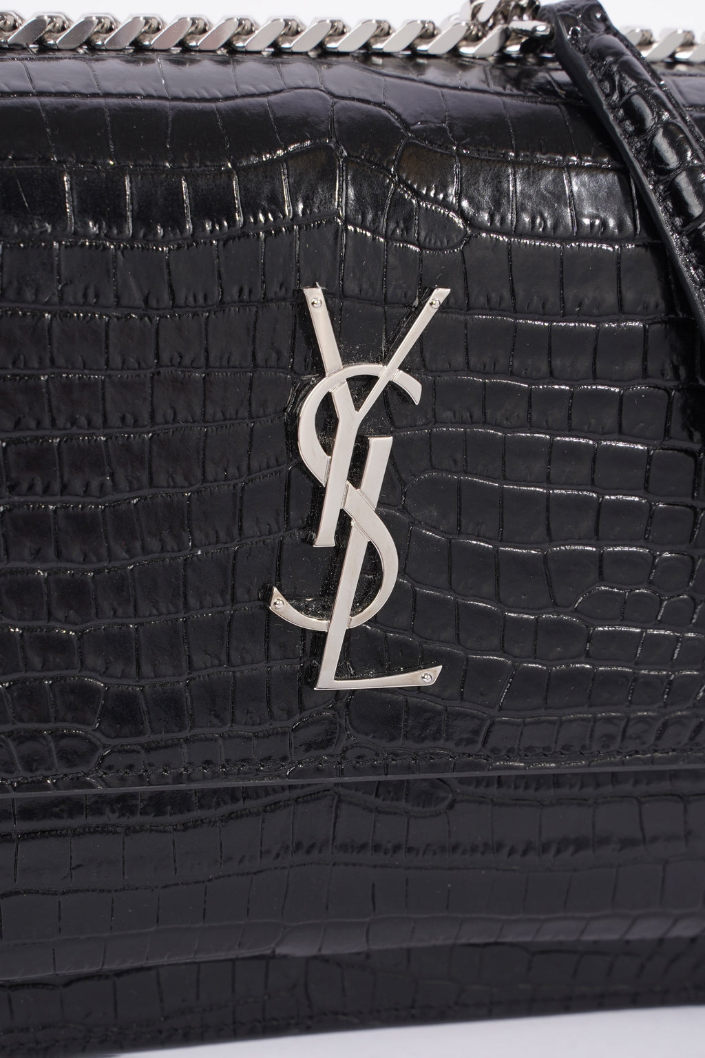 Saint Laurent Sunset Black Embossed Leather Medium