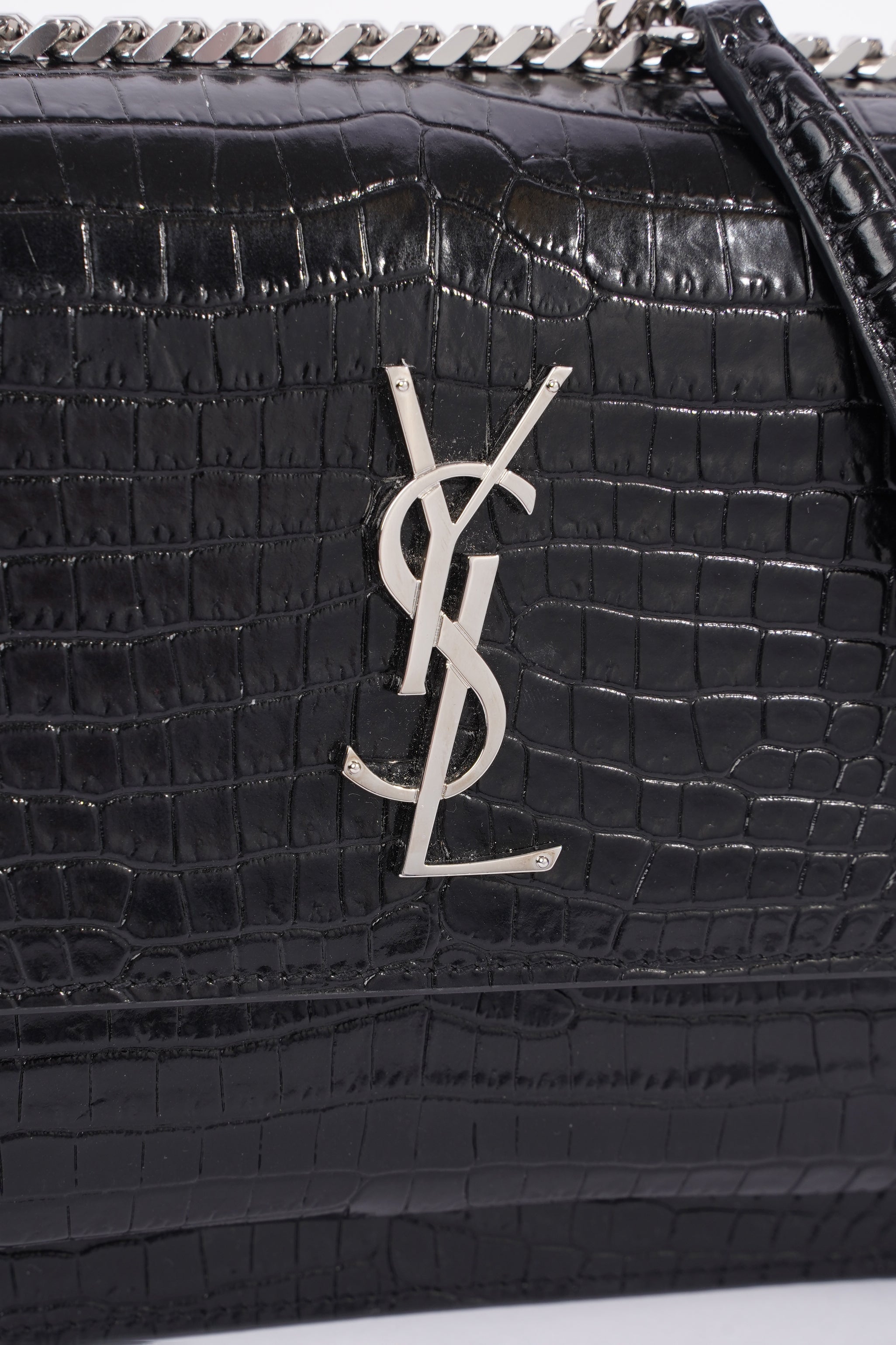 Saint Laurent Sunset Black Embossed Leather Medium