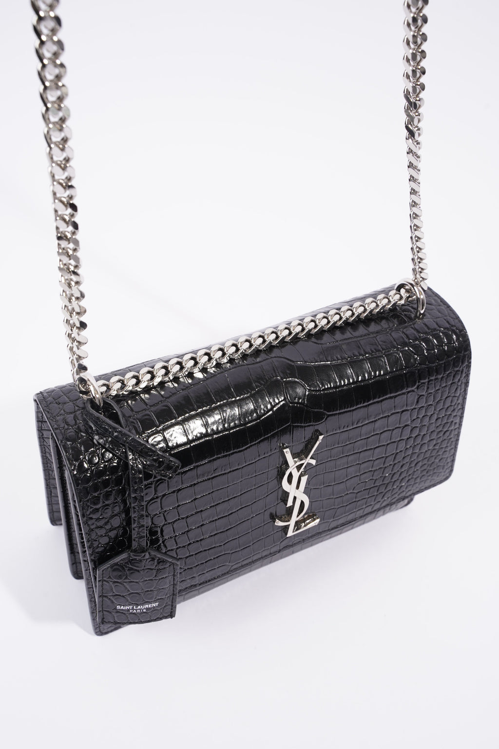 Saint Laurent Sunset Black Embossed Leather Medium
