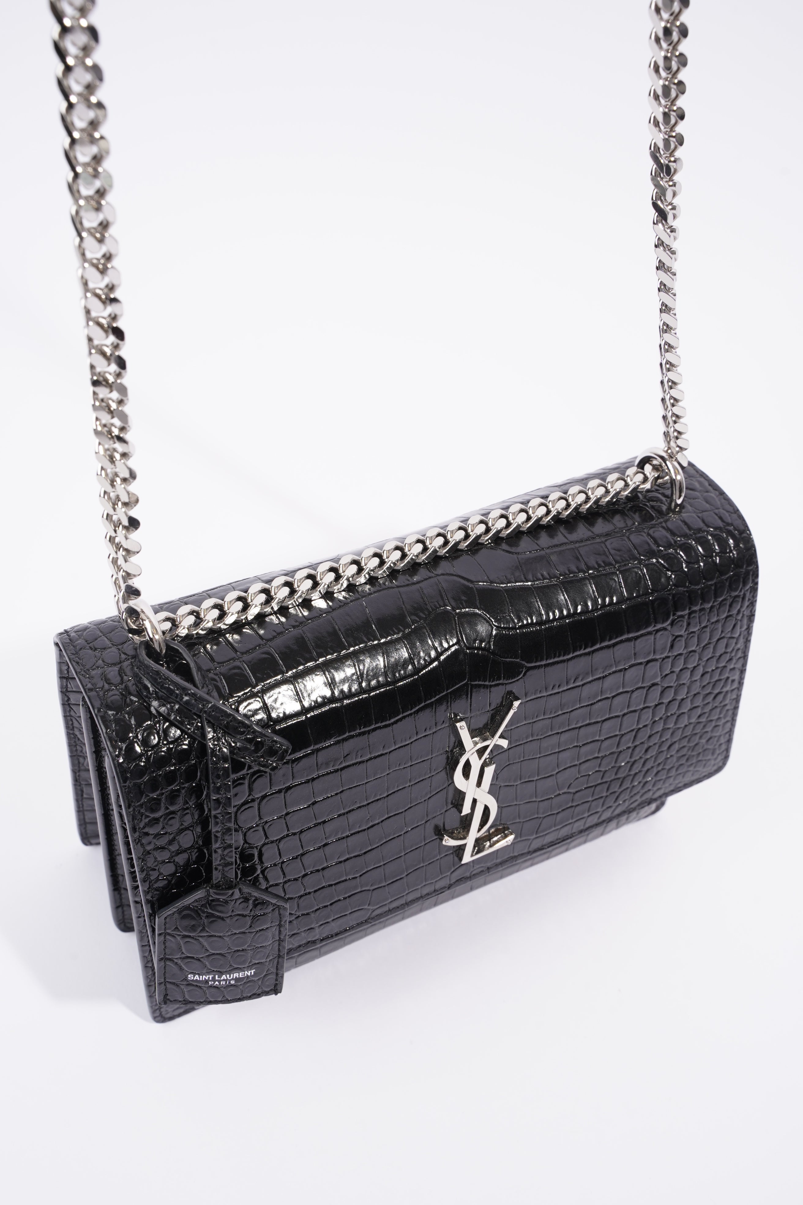 Saint Laurent Sunset Black Embossed Leather Medium