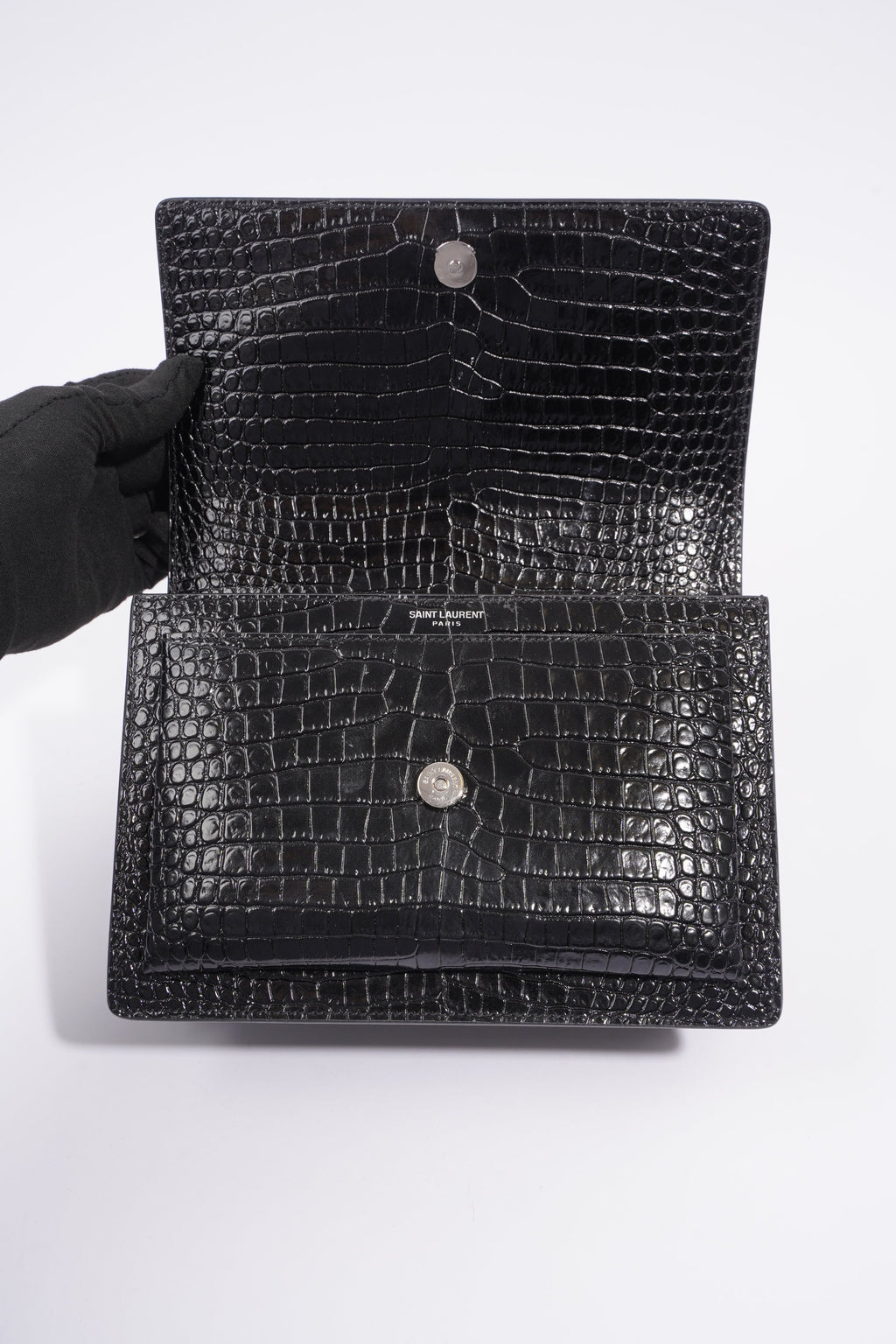 Saint Laurent Sunset Black Embossed Leather Medium