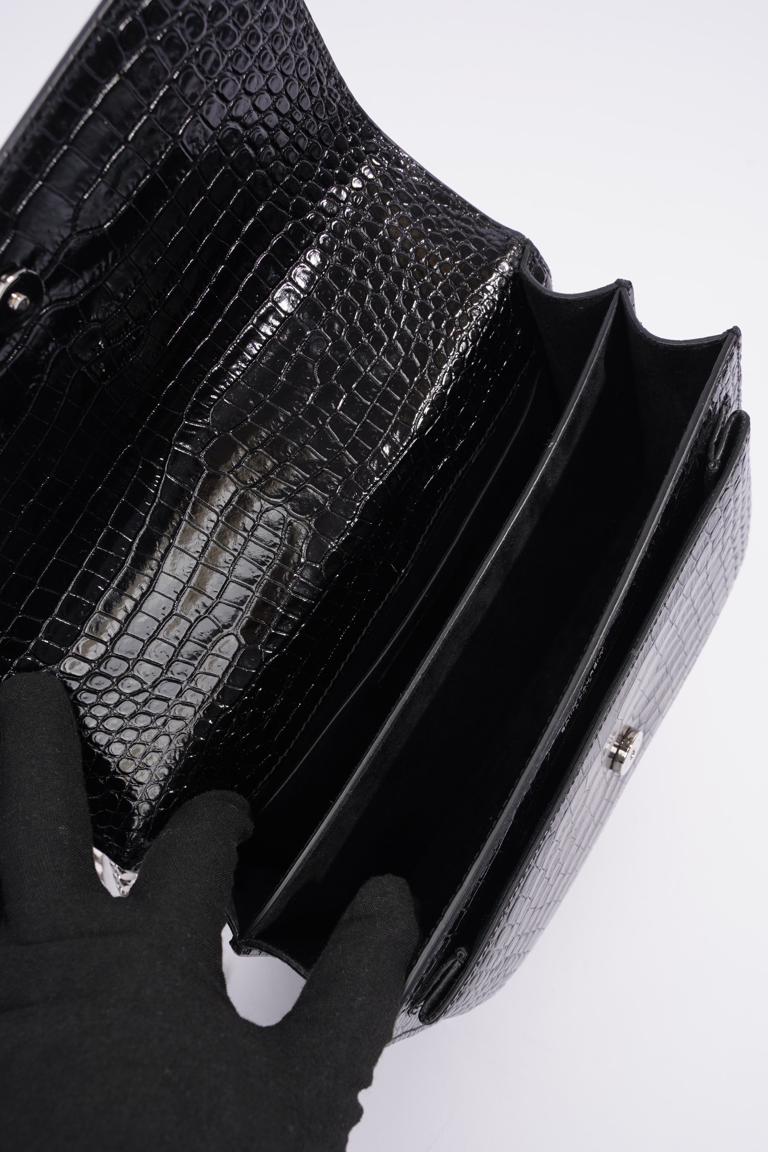 Saint Laurent Sunset Black Embossed Leather Medium