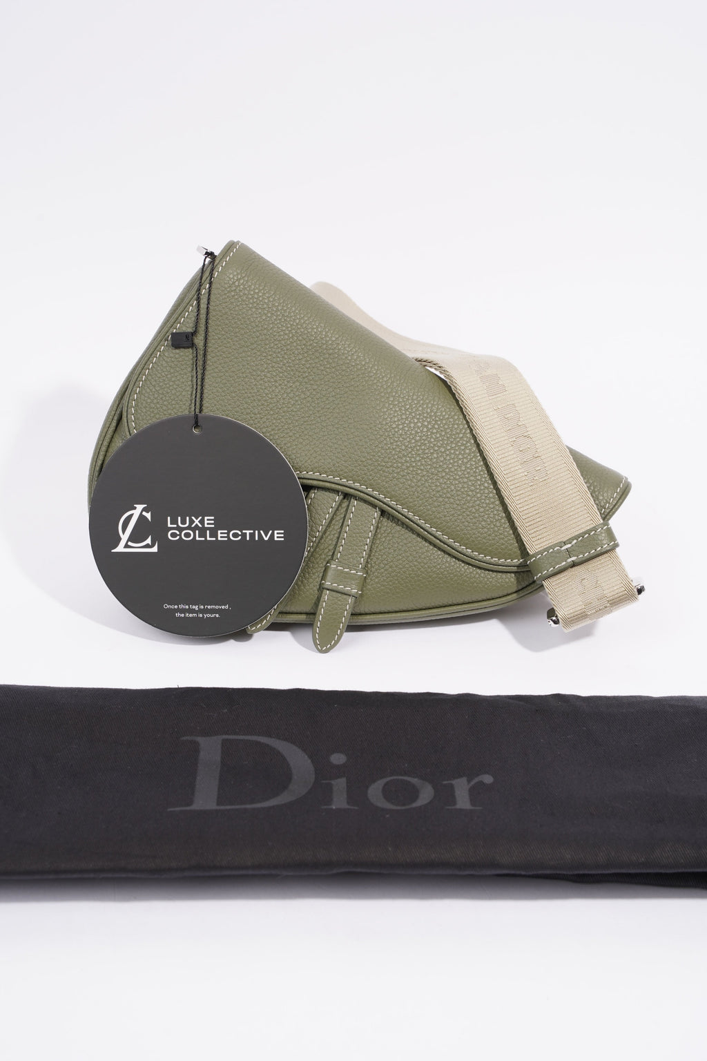 Christian Dior Saddle Bag Khaki Leather