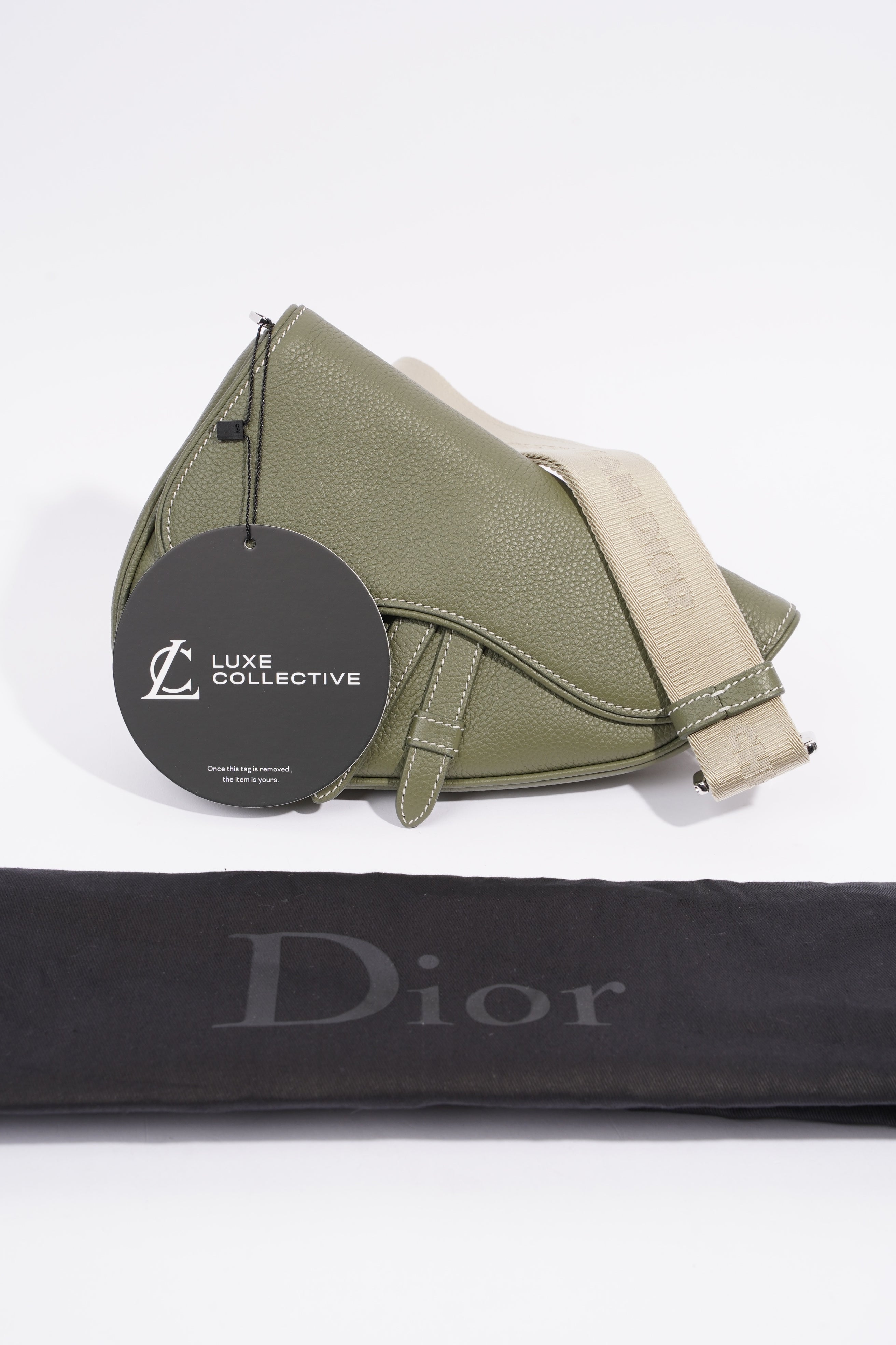 Christian Dior Saddle Bag Khaki Leather