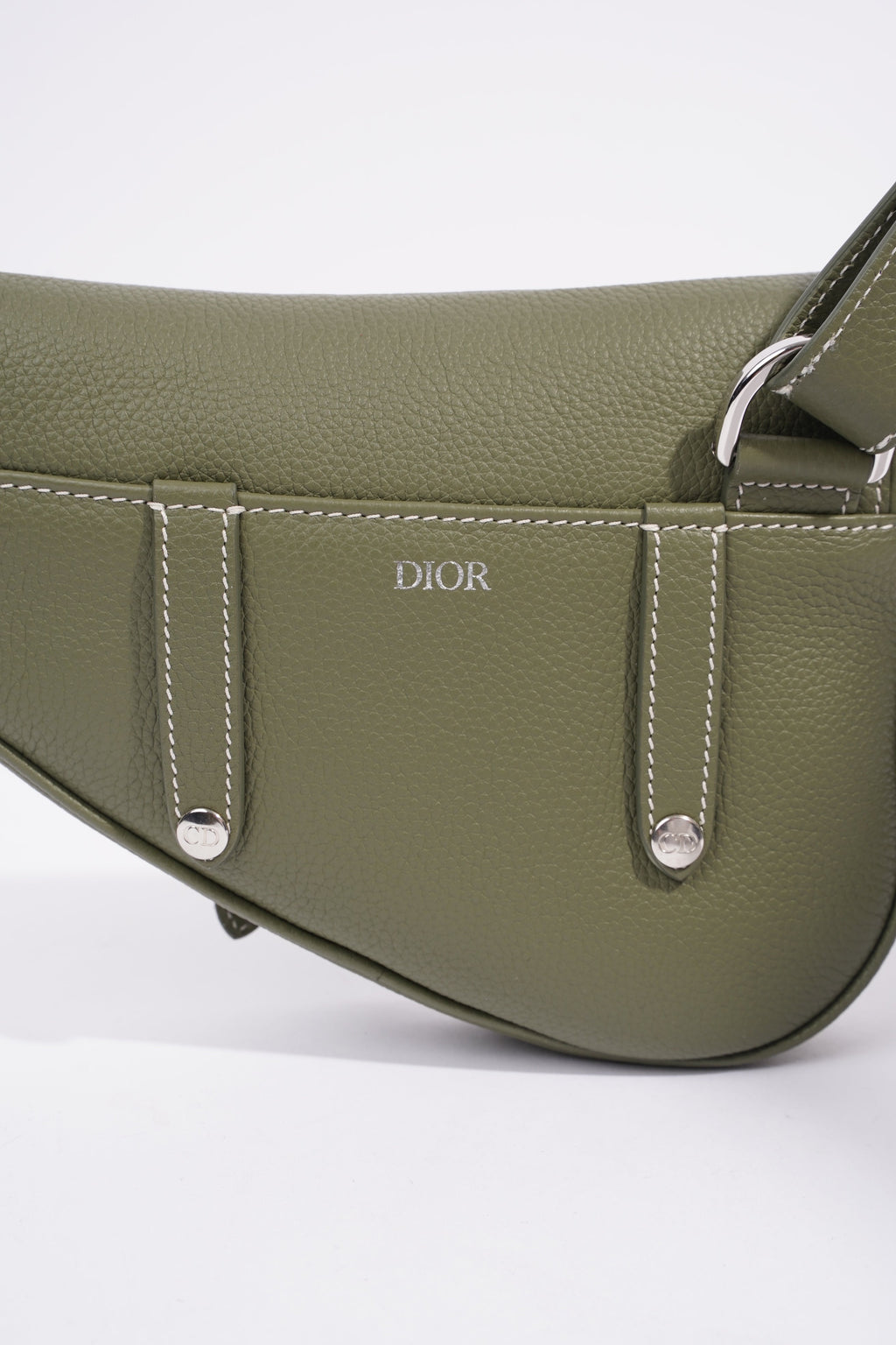 Christian Dior Saddle Bag Khaki Leather
