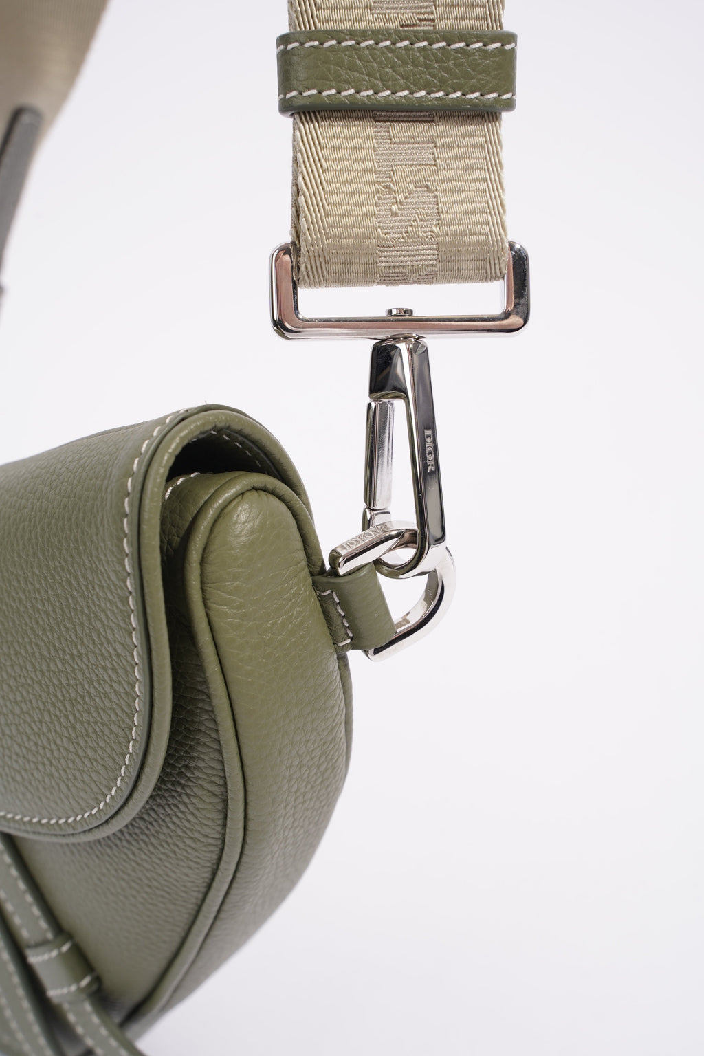 Christian Dior Saddle Bag Khaki Leather