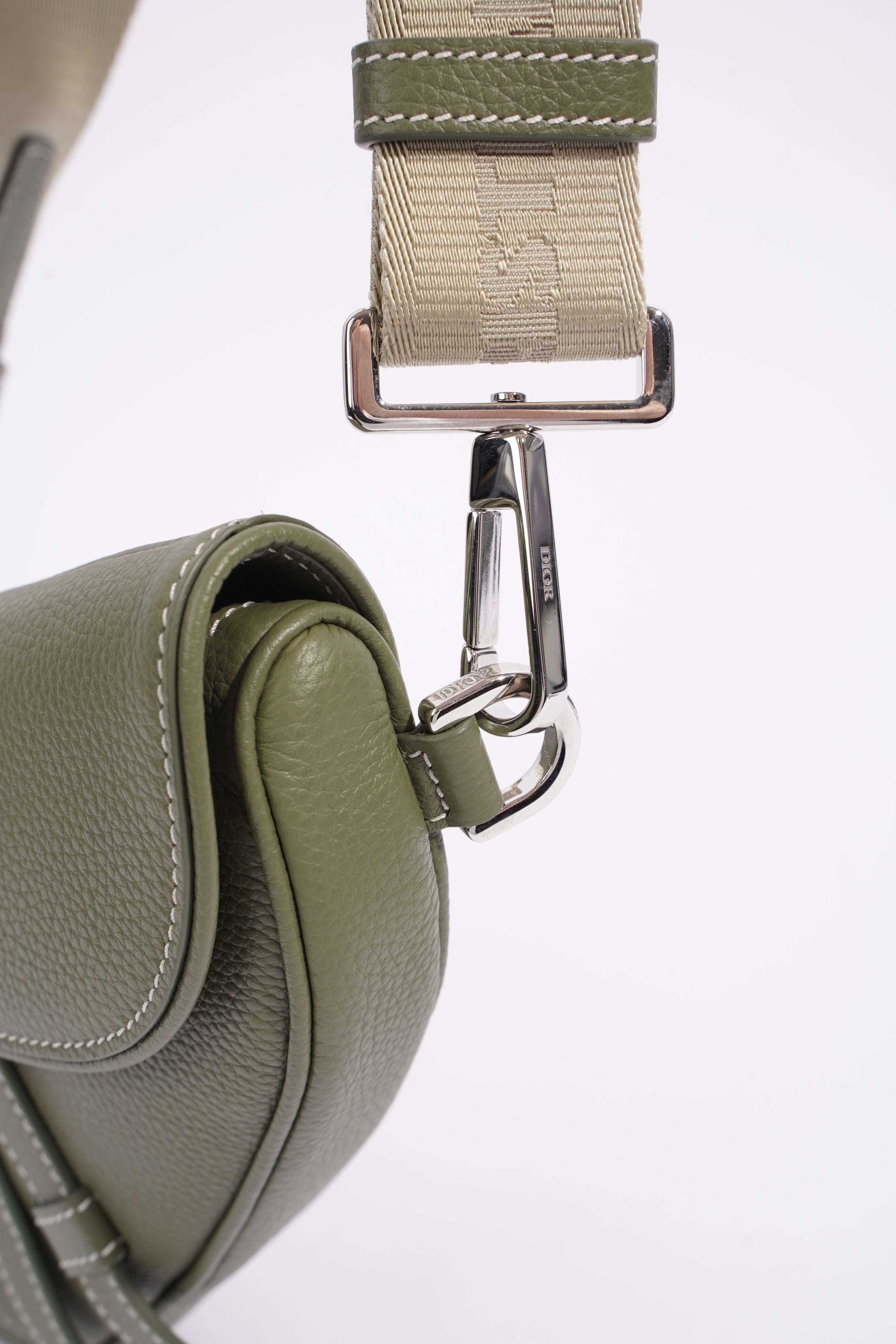 Christian Dior Saddle Bag Khaki Leather