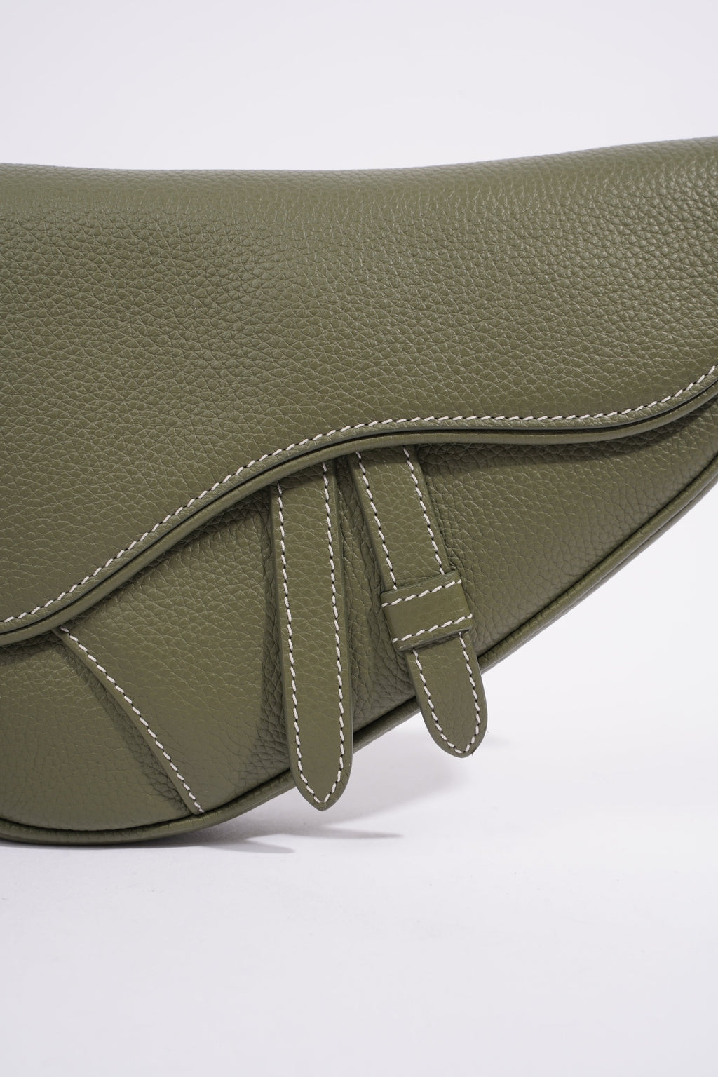 Christian Dior Saddle Bag Khaki Leather