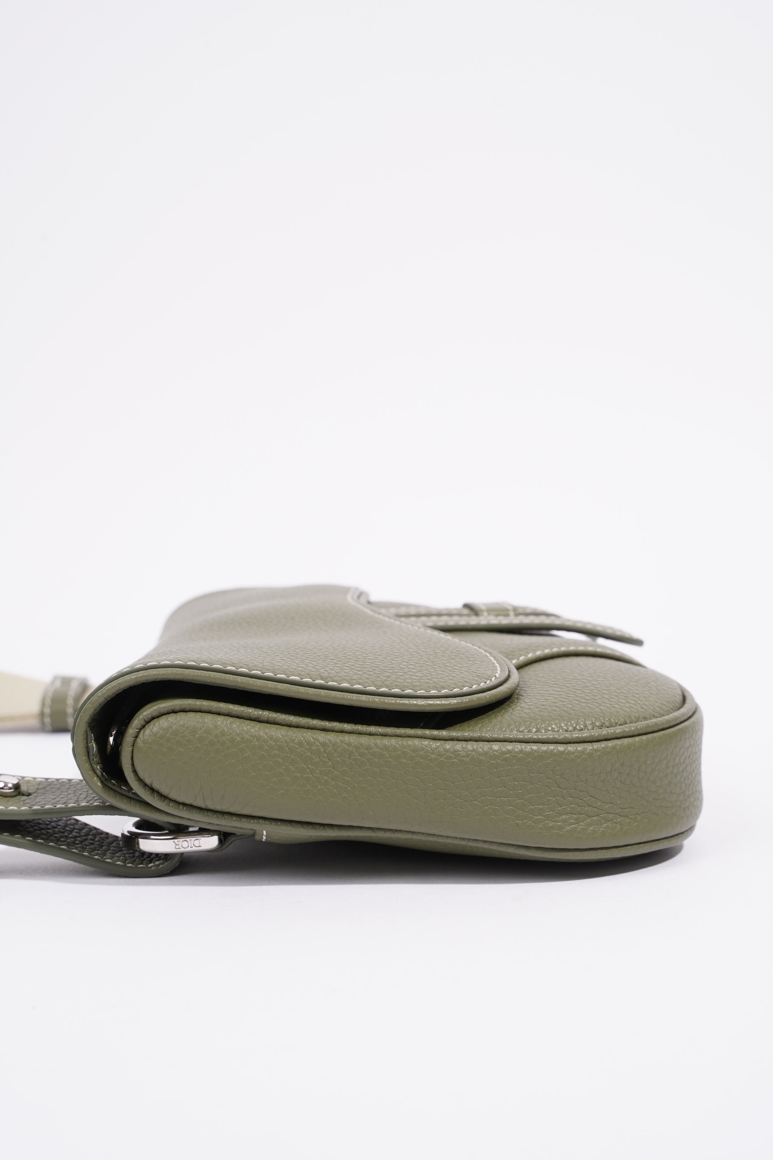 Christian Dior Saddle Bag Khaki Leather