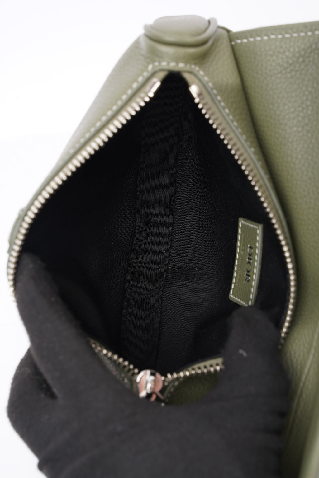 Christian Dior Saddle Bag Khaki Leather