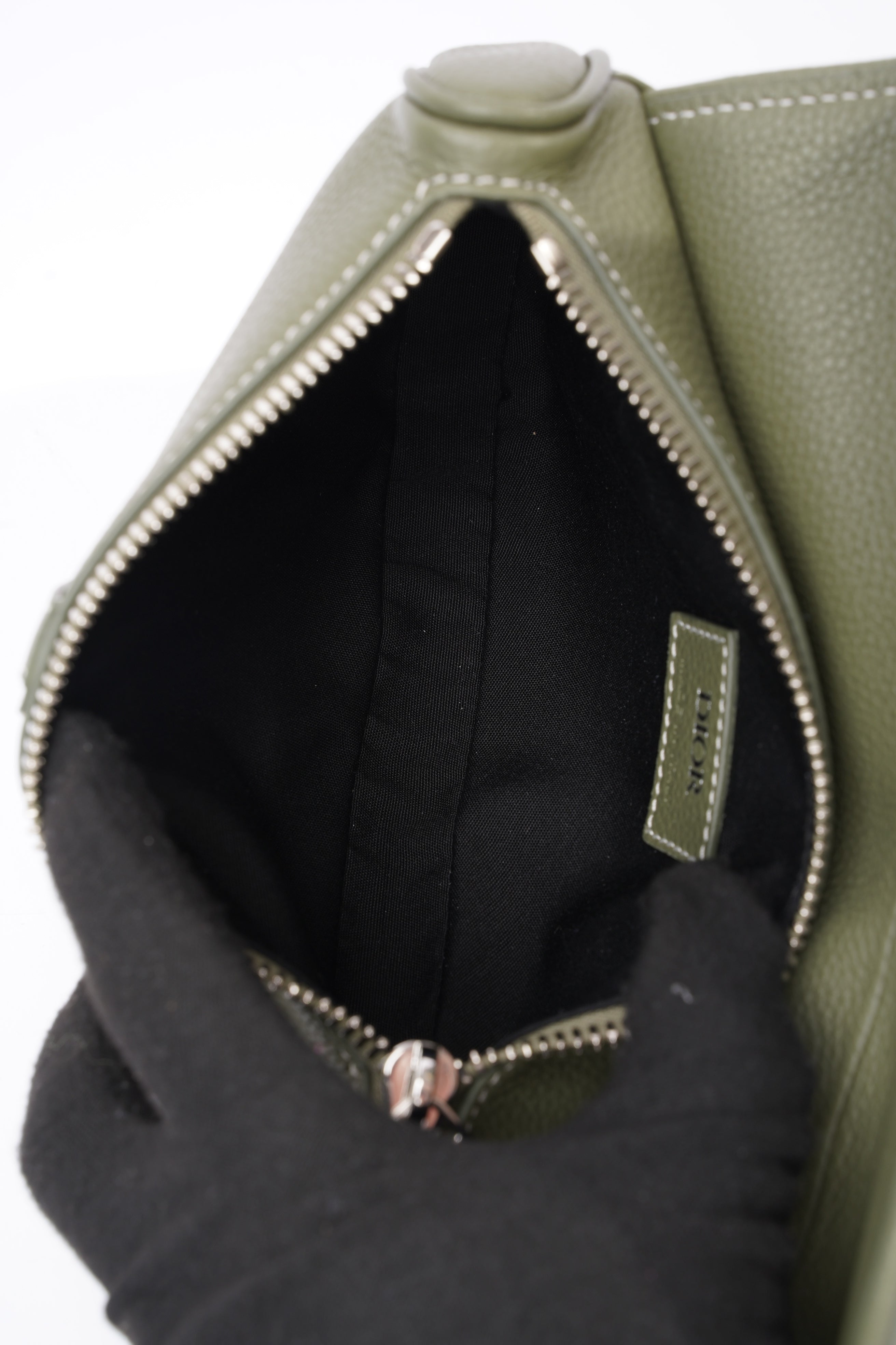 Christian Dior Saddle Bag Khaki Leather